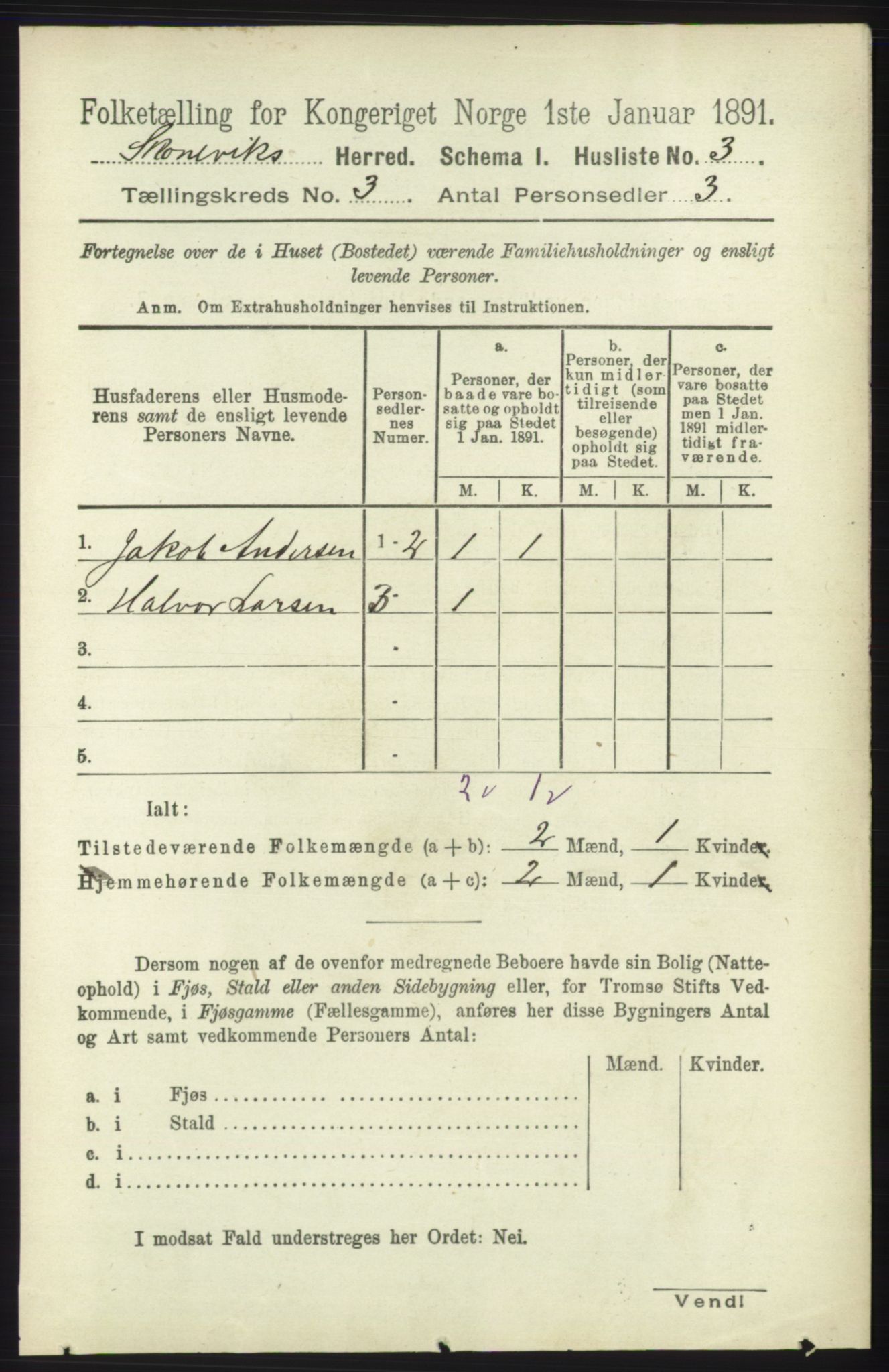 RA, Folketelling 1891 for 1212 Skånevik herred, 1891, s. 492