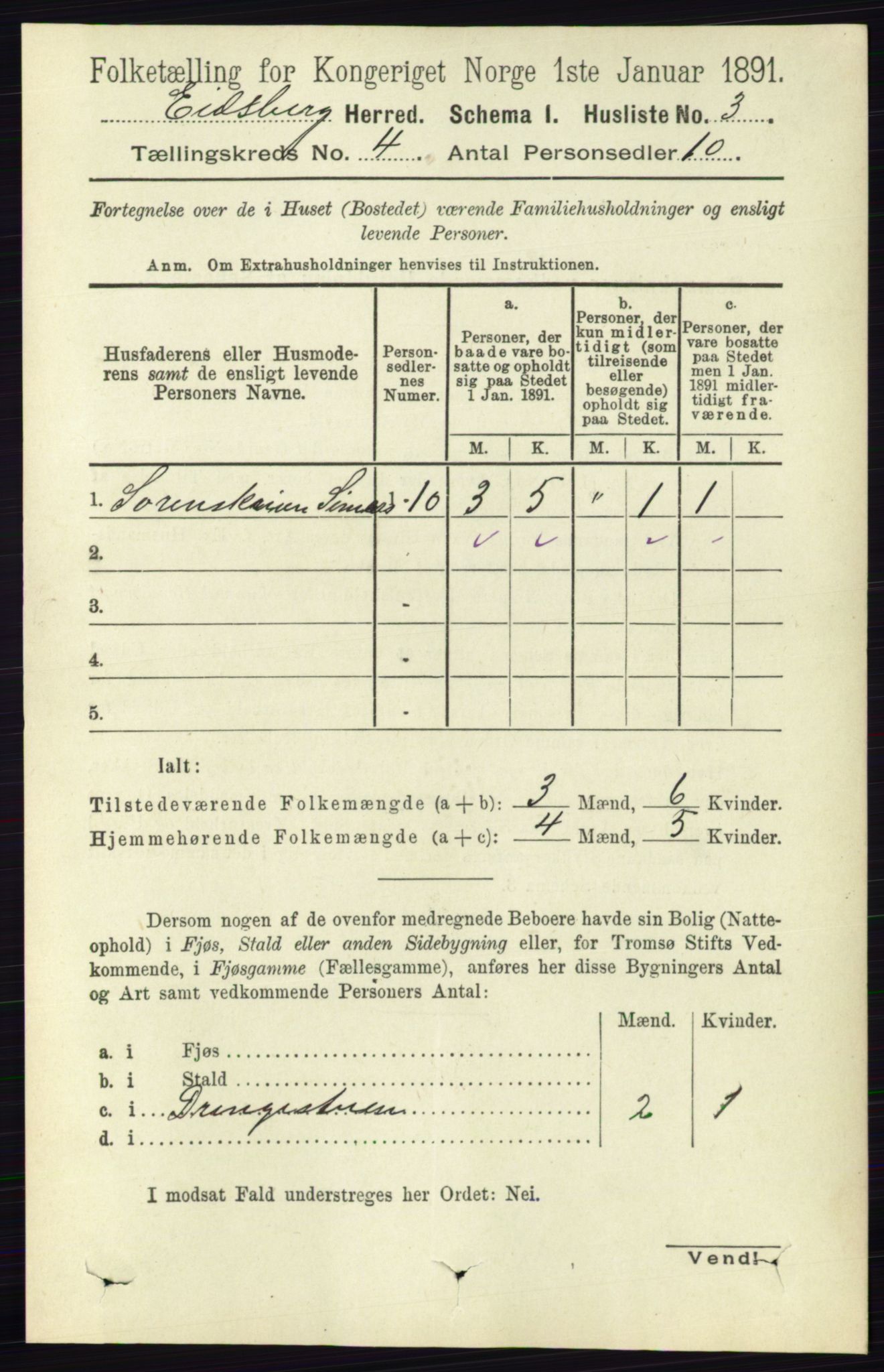 RA, Folketelling 1891 for 0125 Eidsberg herred, 1891, s. 2273