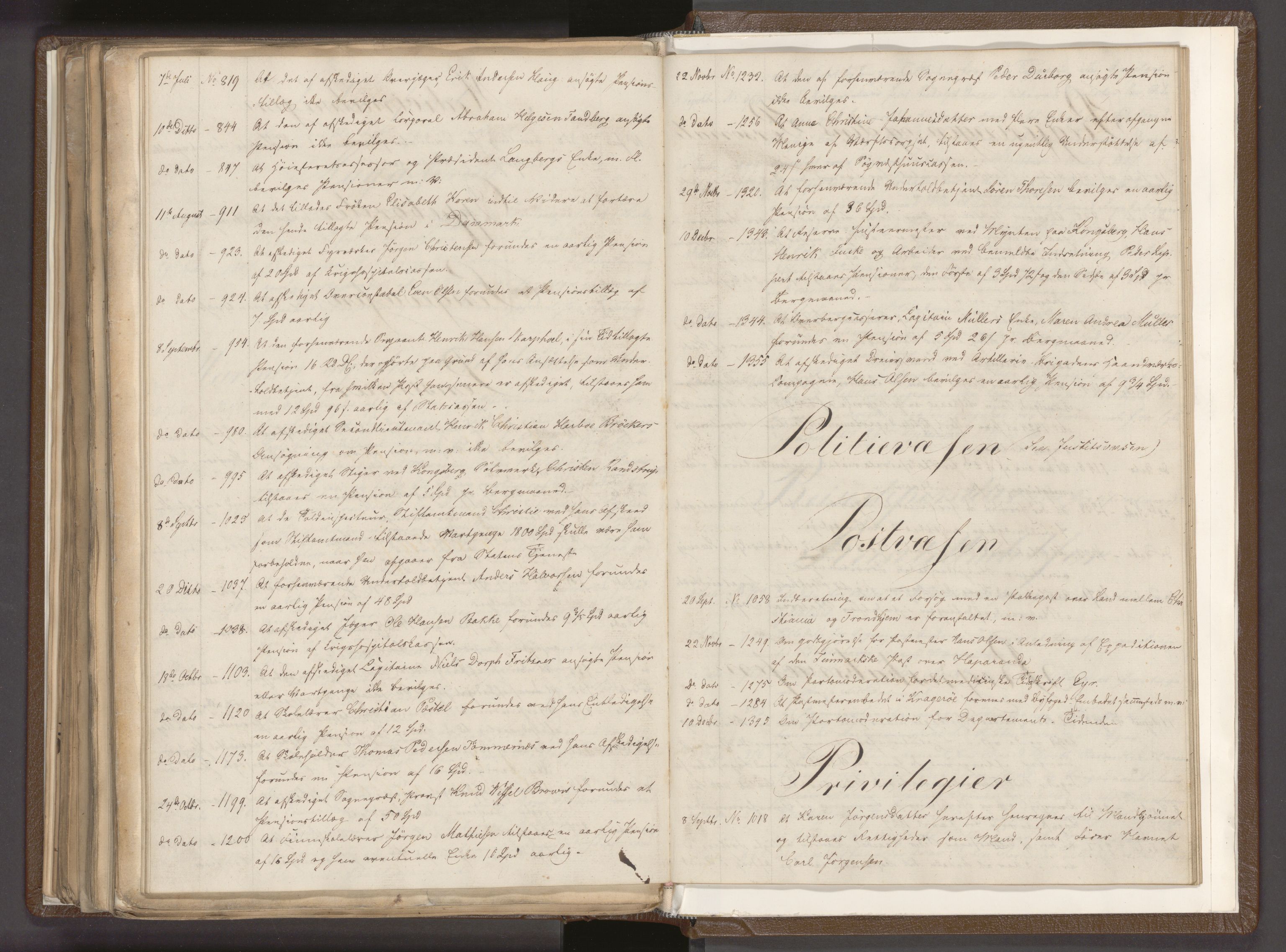 Statsrådssekretariatet, AV/RA-S-1001/A/Ab/L0027: Kgl. res. nr. 705-1372, 2. halvår, 1828