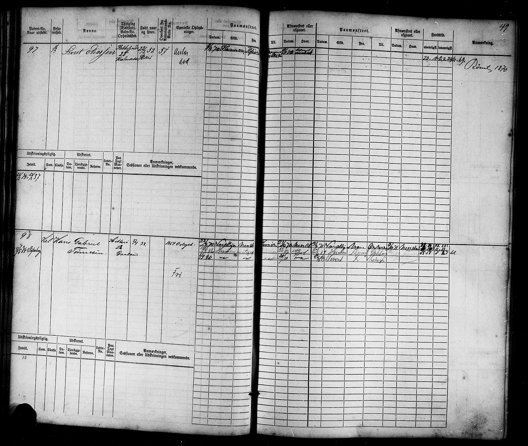 Flekkefjord mønstringskrets, SAK/2031-0018/F/Fb/L0008: Hovedrulle nr 1-770, Æ-5, 1867-1900, s. 50