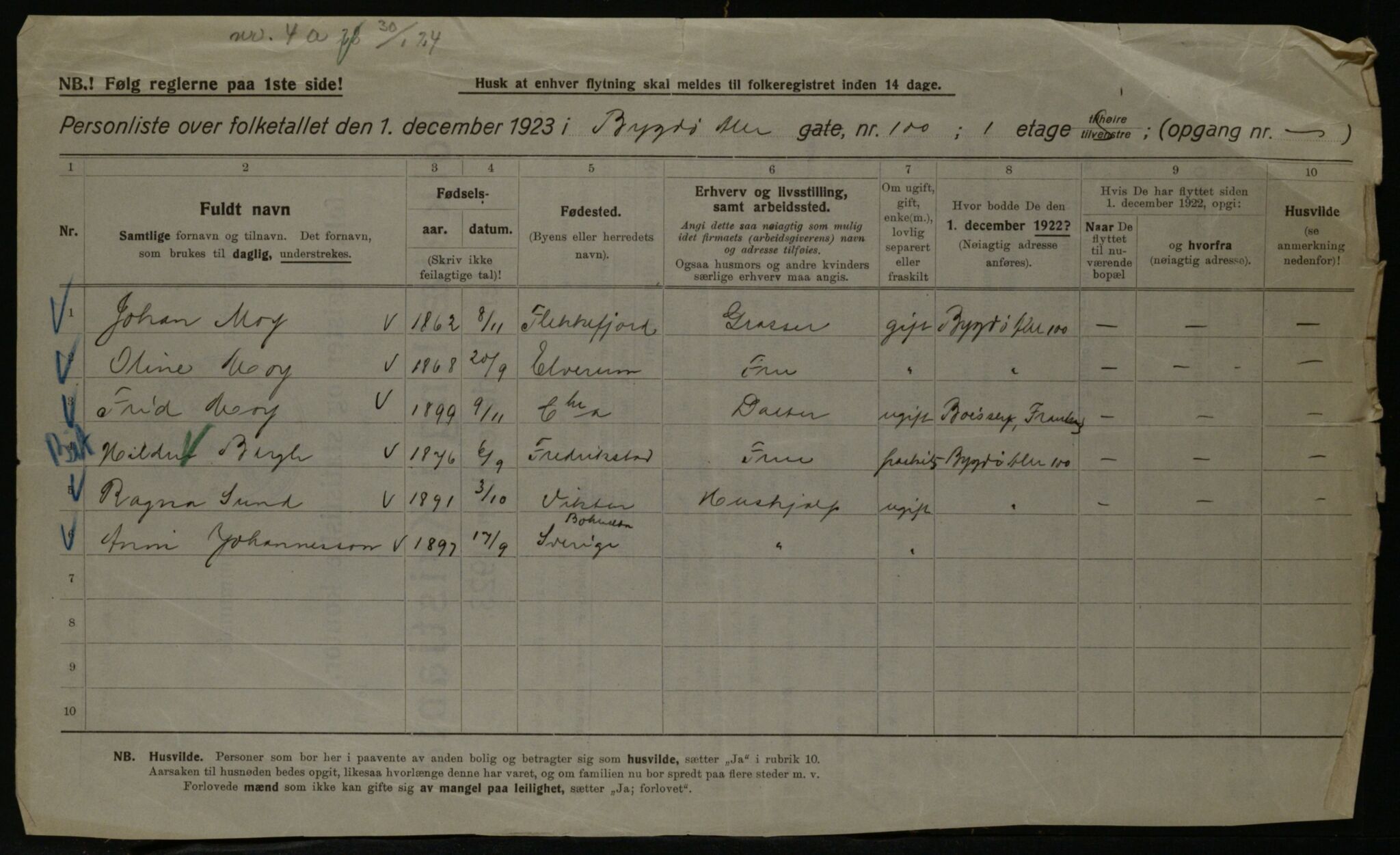 OBA, Kommunal folketelling 1.12.1923 for Kristiania, 1923, s. 12208