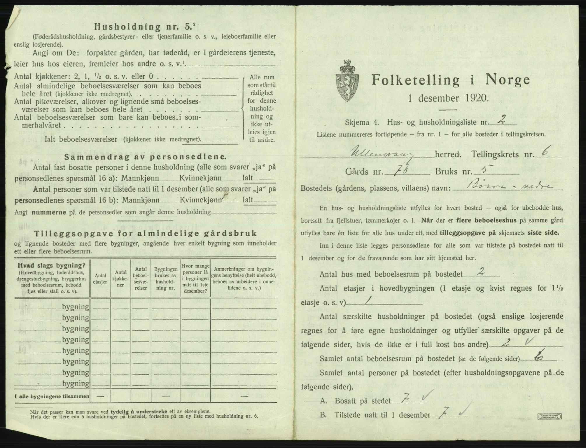 SAB, Folketelling 1920 for 1230 Ullensvang herred, 1920, s. 559