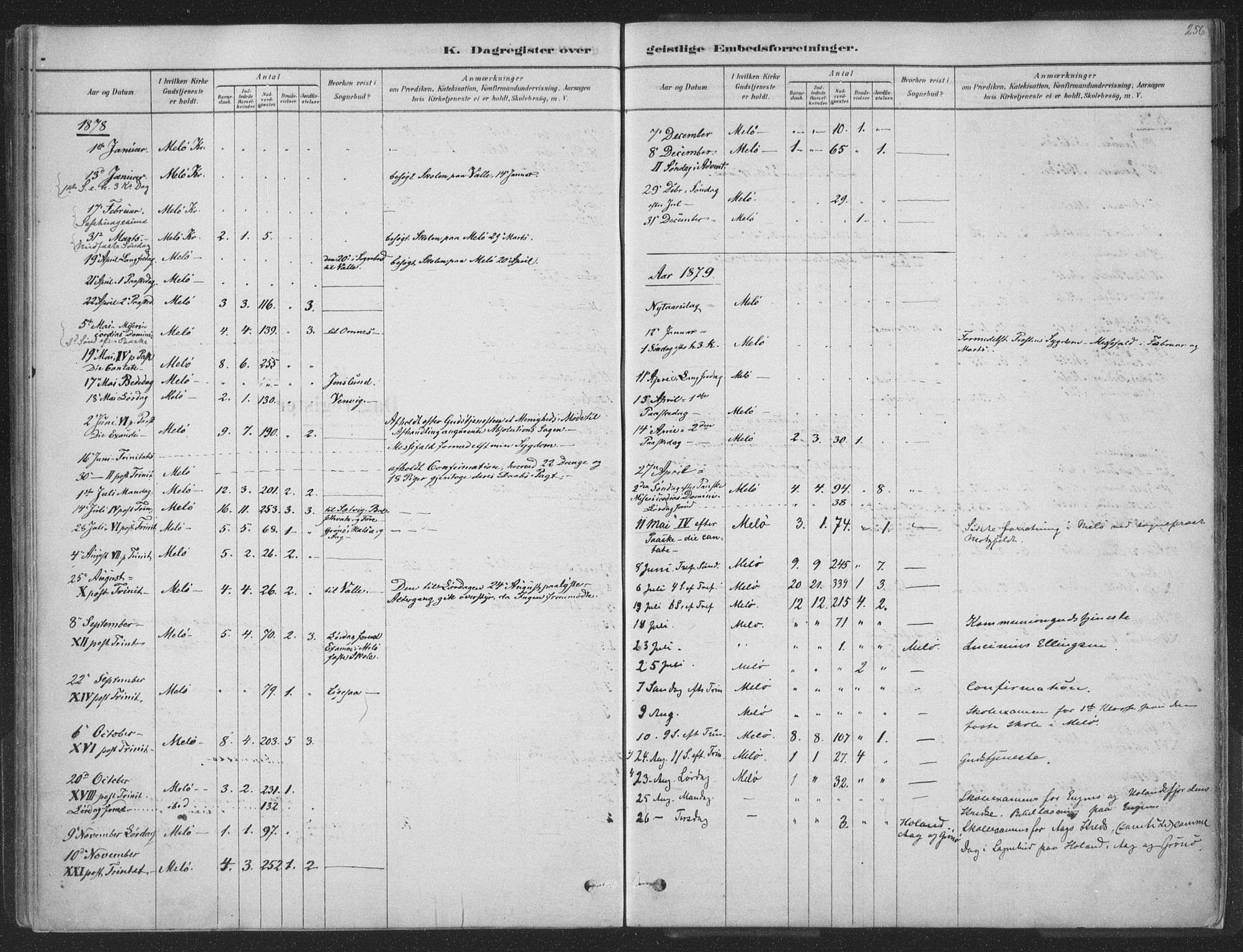 Ministerialprotokoller, klokkerbøker og fødselsregistre - Nordland, SAT/A-1459/843/L0627: Ministerialbok nr. 843A02, 1878-1908, s. 256