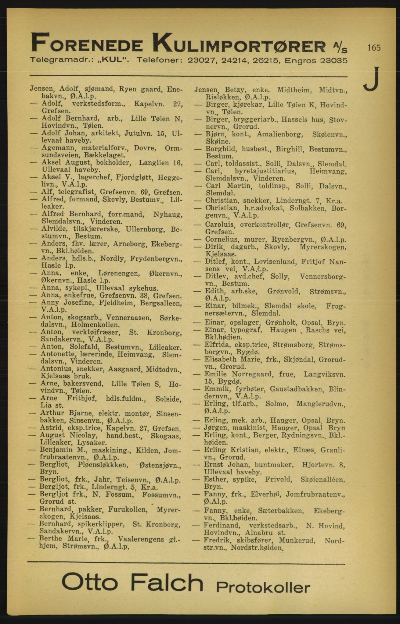 Aker adressebok/adressekalender, PUBL/001/A/003: Akers adressekalender, 1924-1925, s. 165