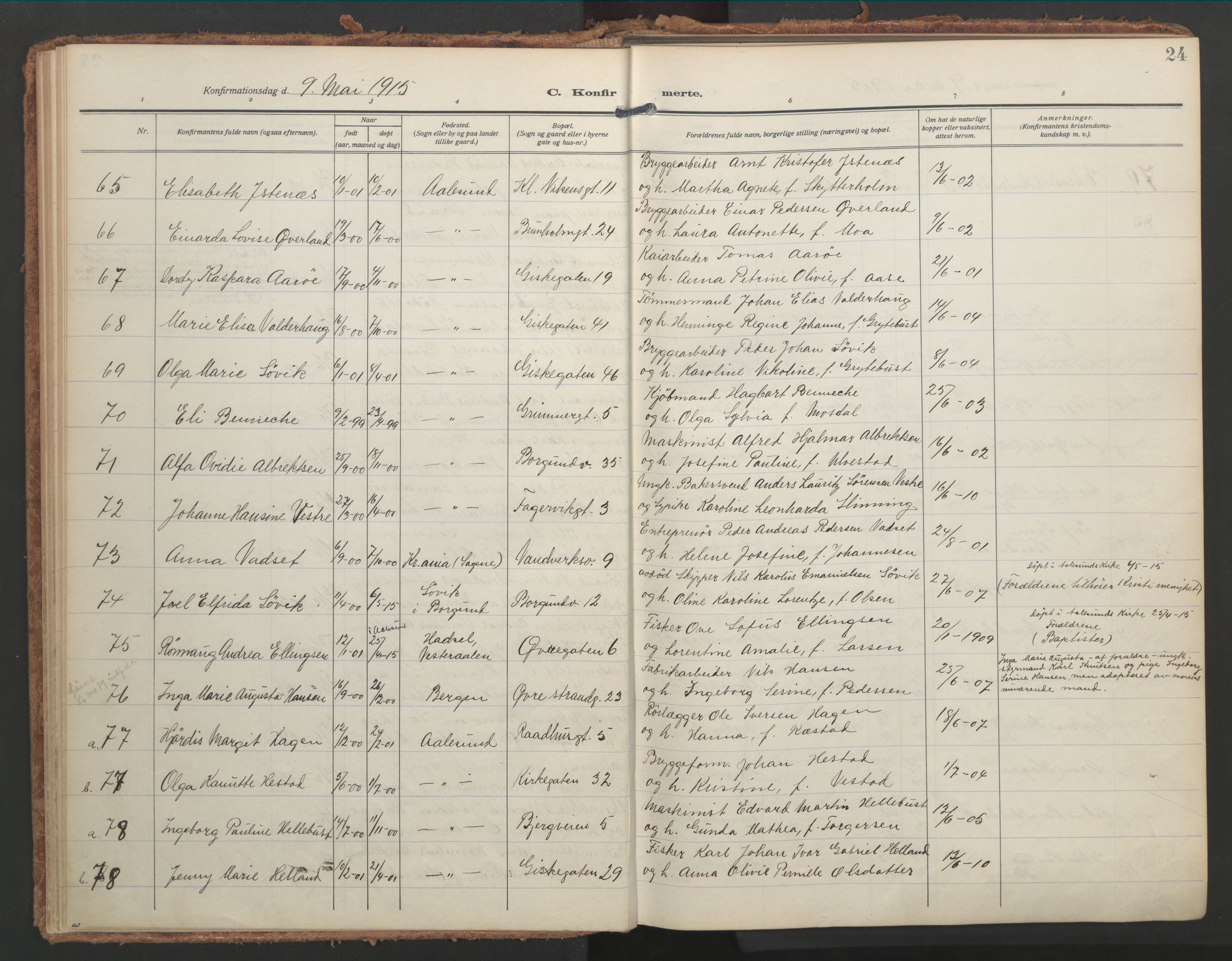 Ministerialprotokoller, klokkerbøker og fødselsregistre - Møre og Romsdal, AV/SAT-A-1454/529/L0461: Ministerialbok nr. 529A11, 1914-1925, s. 24