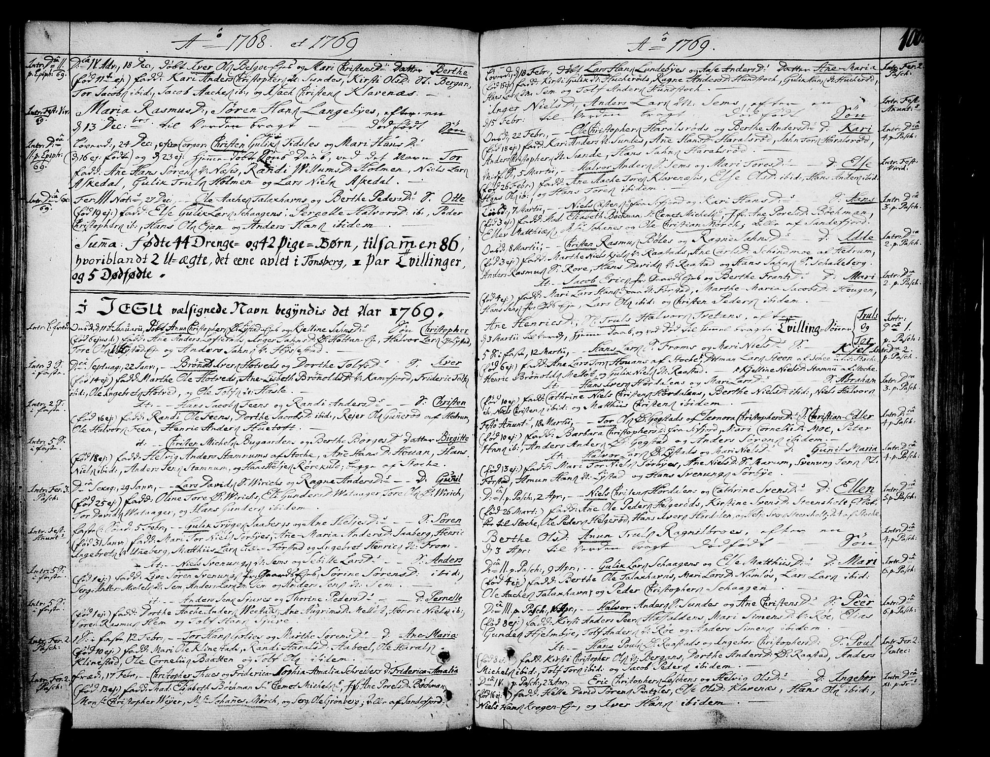 Sandar kirkebøker, AV/SAKO-A-243/F/Fa/L0002: Ministerialbok nr. 2, 1733-1788, s. 100