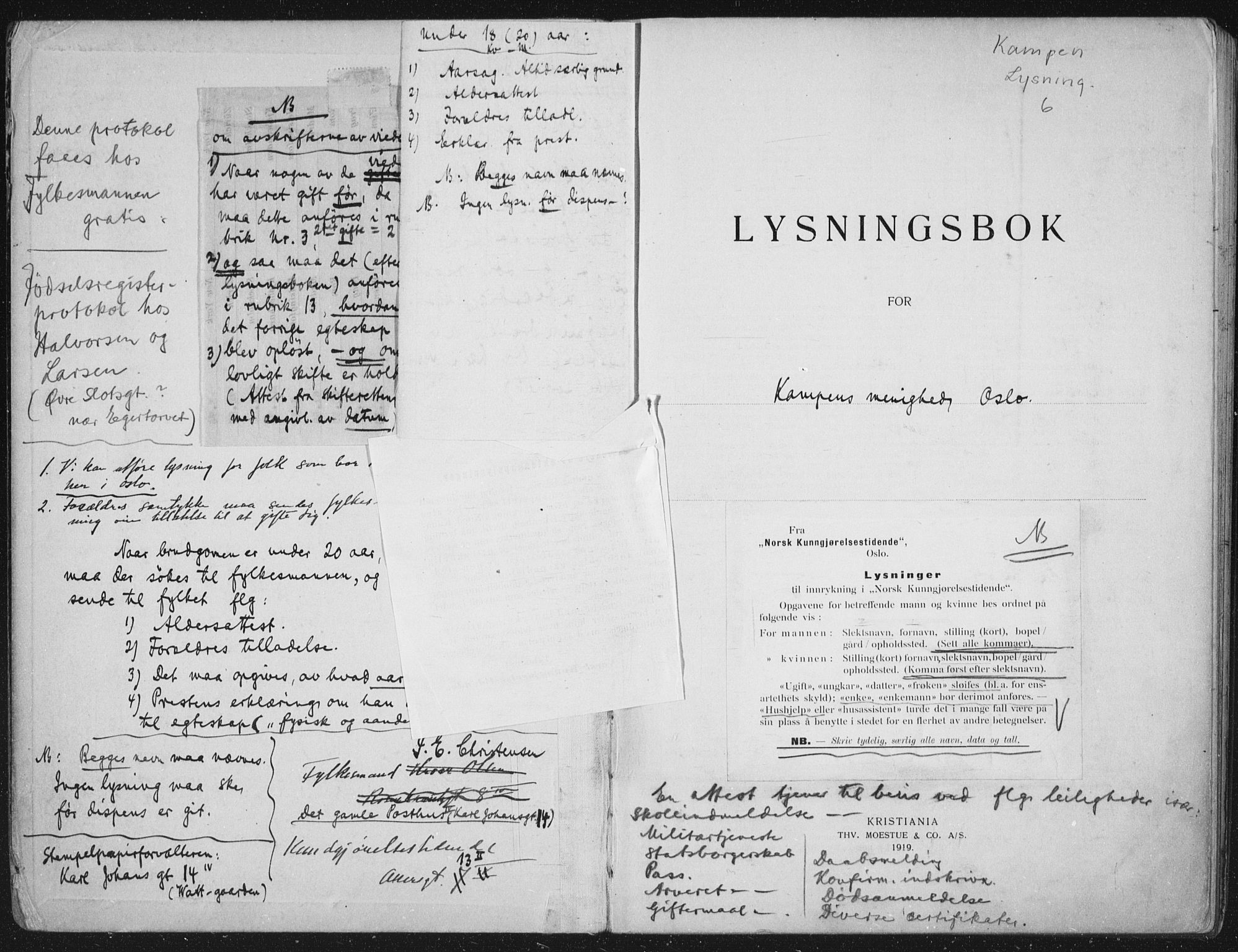 Kampen prestekontor Kirkebøker, SAO/A-10853/H/Ha/L0006: Lysningsprotokoll nr. 6, 1927-1935