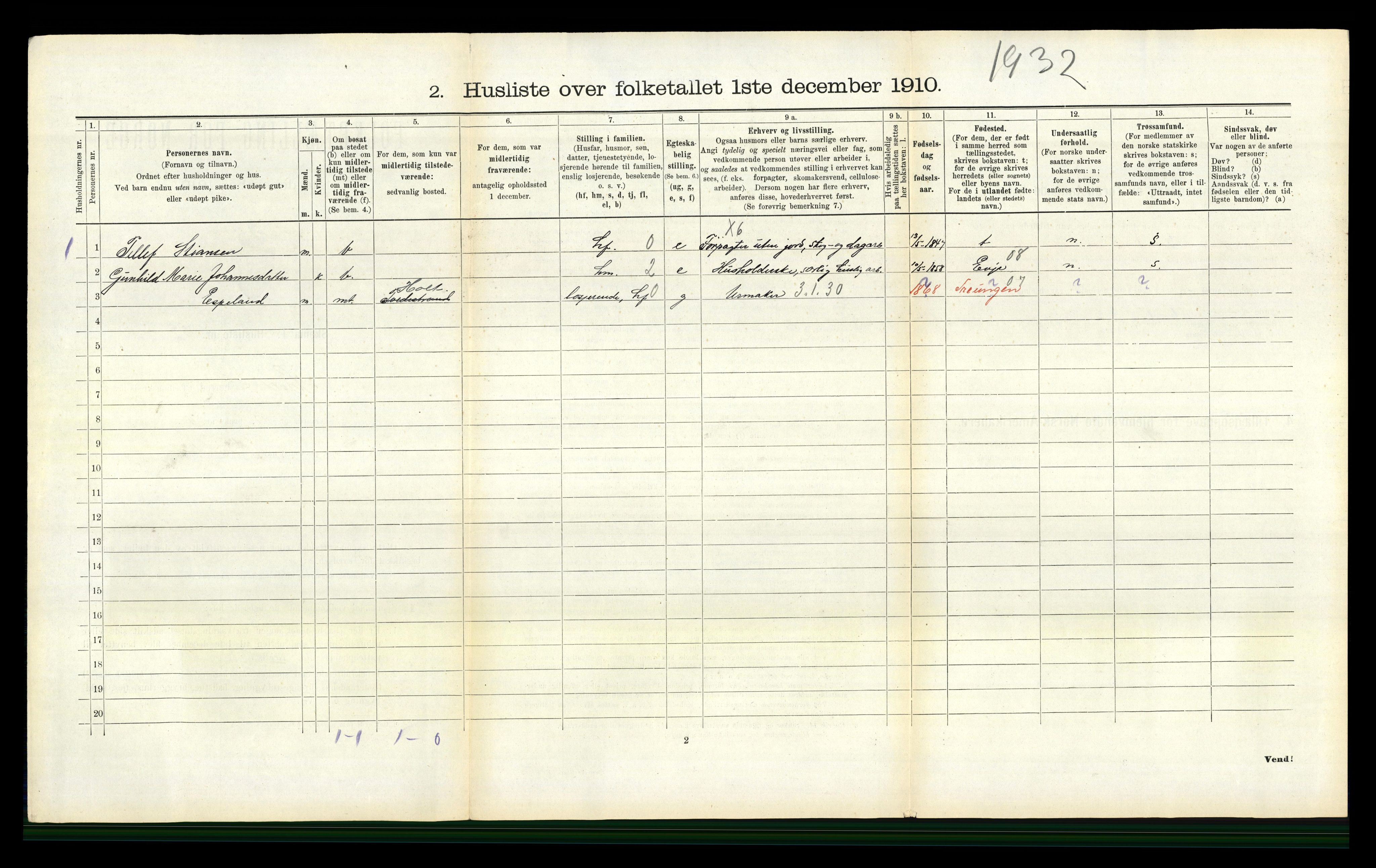 RA, Folketelling 1910 for 0914 Holt herred, 1910, s. 477