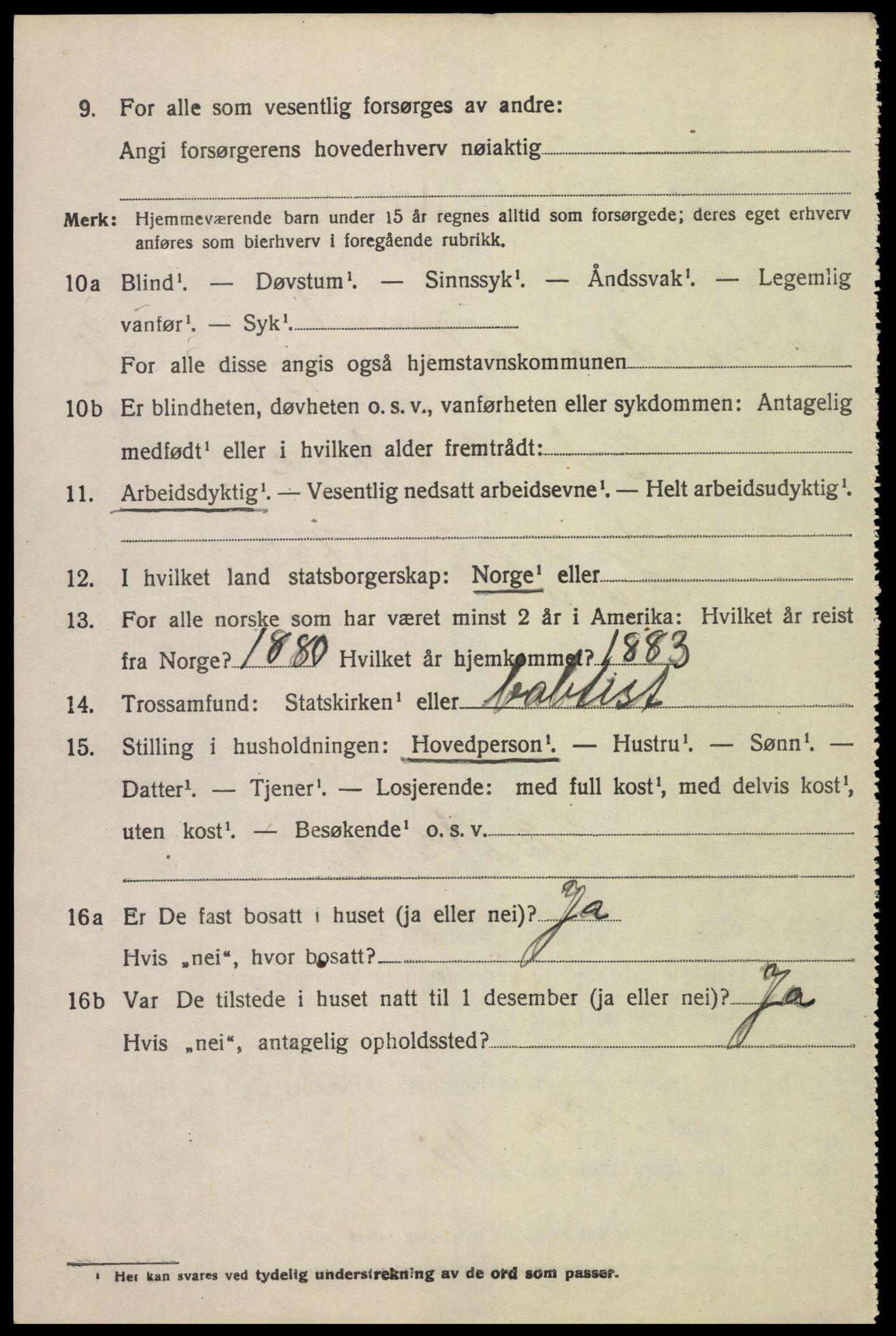 SAK, Folketelling 1920 for 1029 Sør-Audnedal herred, 1920, s. 4278