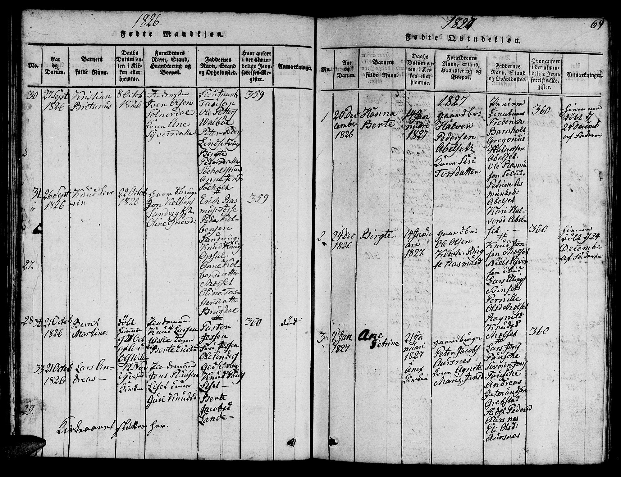 Ministerialprotokoller, klokkerbøker og fødselsregistre - Møre og Romsdal, SAT/A-1454/522/L0322: Klokkerbok nr. 522C01, 1816-1830, s. 69