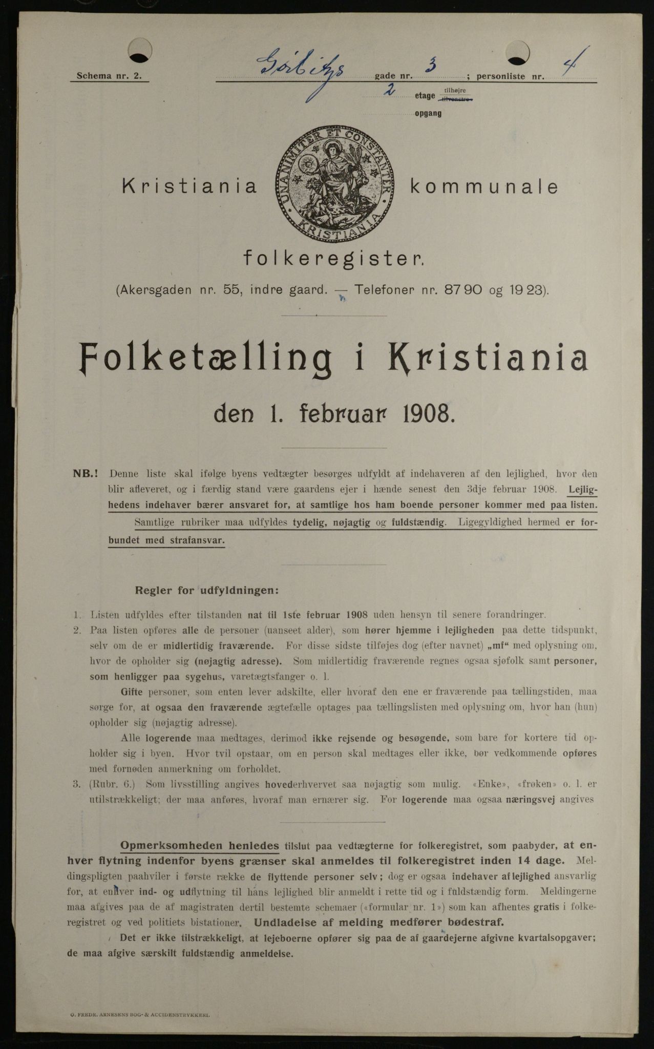 OBA, Kommunal folketelling 1.2.1908 for Kristiania kjøpstad, 1908, s. 29526