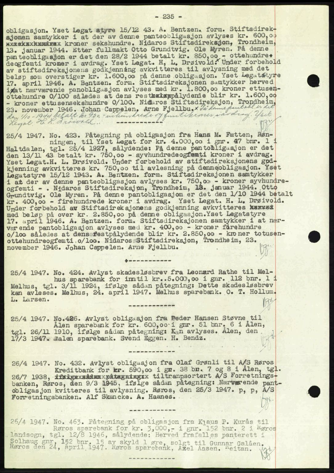 Gauldal sorenskriveri, SAT/A-0014/1/2/2C: Pantebok nr. A3, 1947-1947, Dagboknr: 423/1947