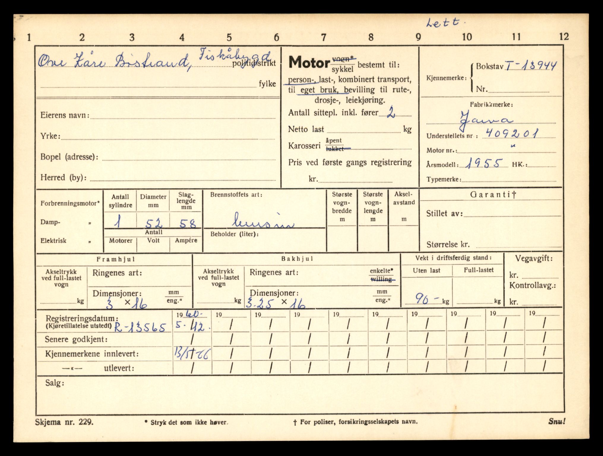 Møre og Romsdal vegkontor - Ålesund trafikkstasjon, AV/SAT-A-4099/F/Fe/L0042: Registreringskort for kjøretøy T 13906 - T 14079, 1927-1998, s. 658