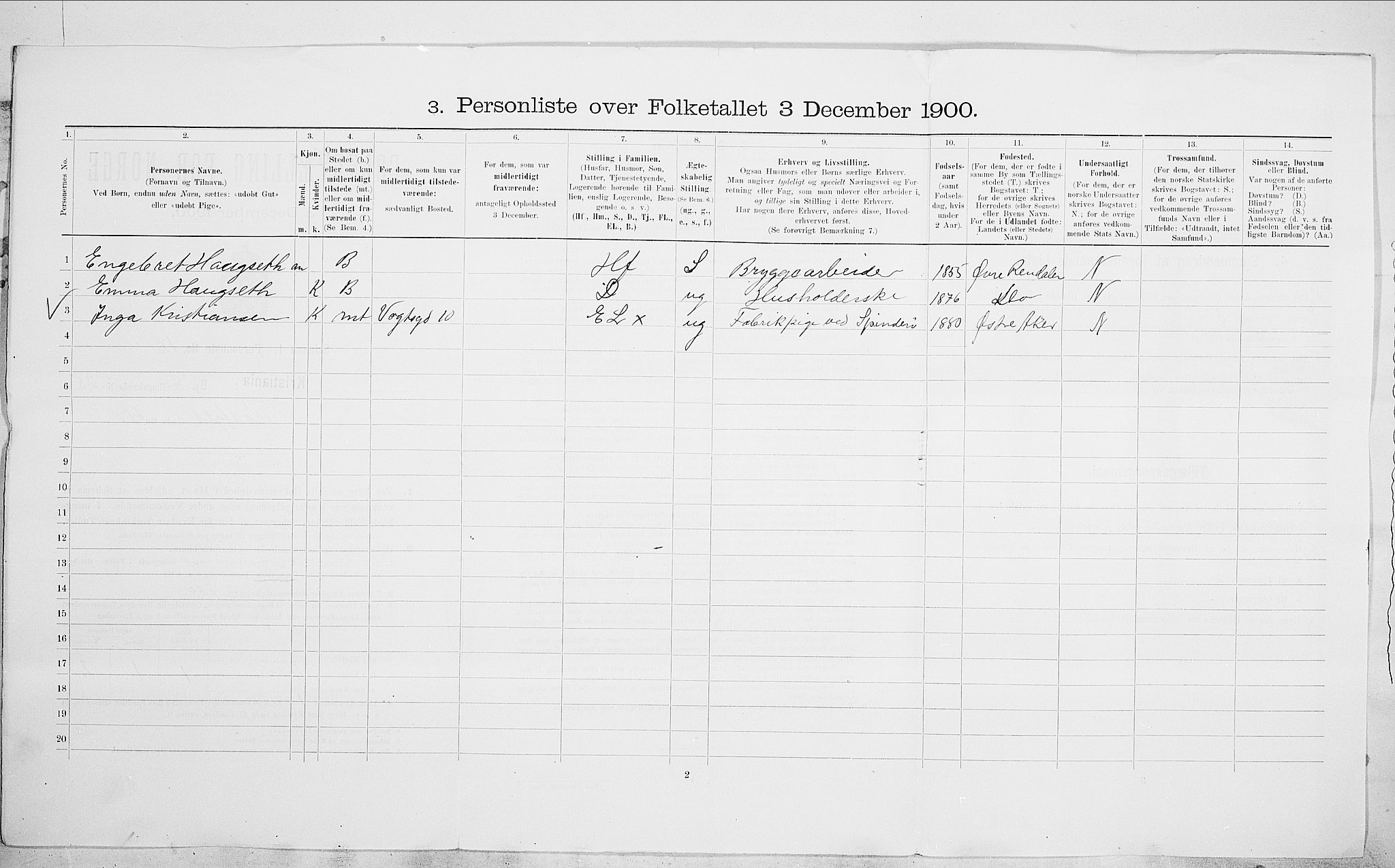 SAO, Folketelling 1900 for 0301 Kristiania kjøpstad, 1900, s. 77715