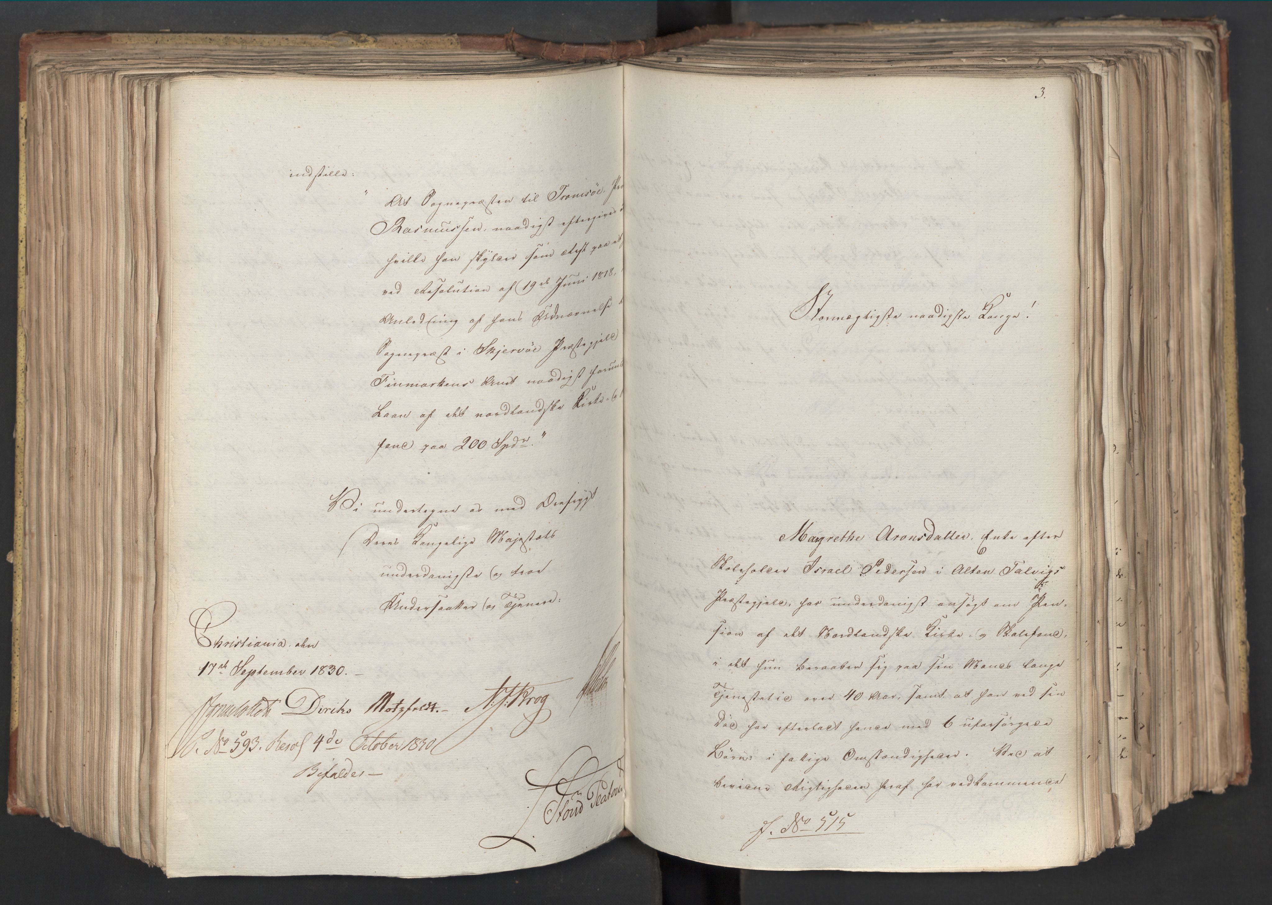 Statsrådsavdelingen i Stockholm, AV/RA-S-1003/D/Da/L0067: Regjeringsinnstillinger nr. 450-659, 1830, s. 302
