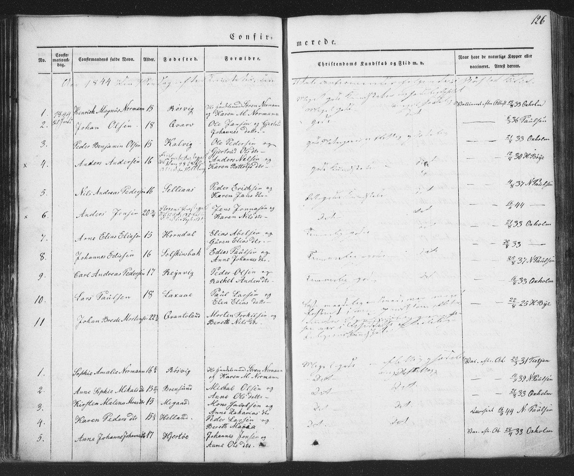 Ministerialprotokoller, klokkerbøker og fødselsregistre - Nordland, AV/SAT-A-1459/853/L0769: Ministerialbok nr. 853A08, 1836-1856, s. 126