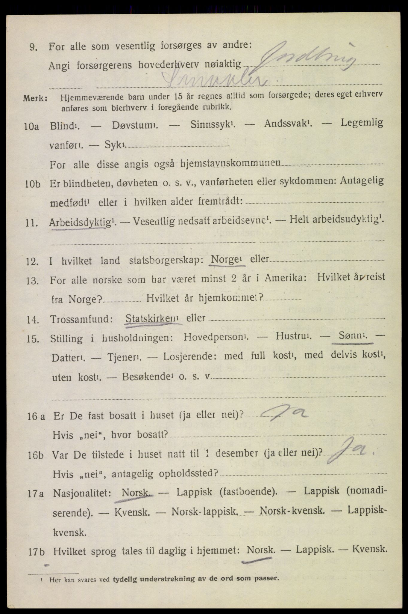 SAT, Folketelling 1920 for 1864 Gimsøy herred, 1920, s. 1304