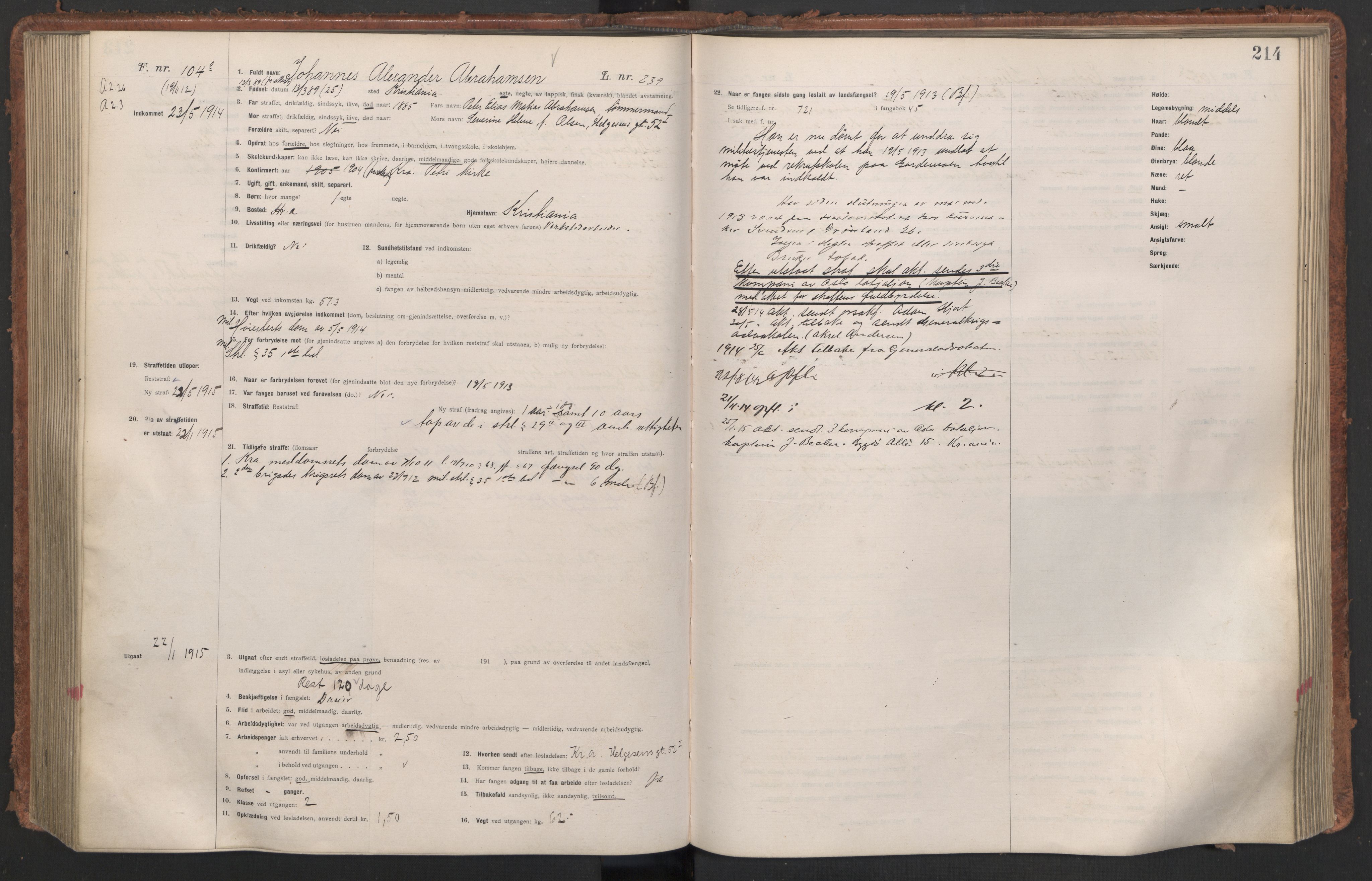 Botsfengslet, AV/RA-S-1539/D/Db/Dbb/L0046: 891n - 227o, 1913-1914, s. 214
