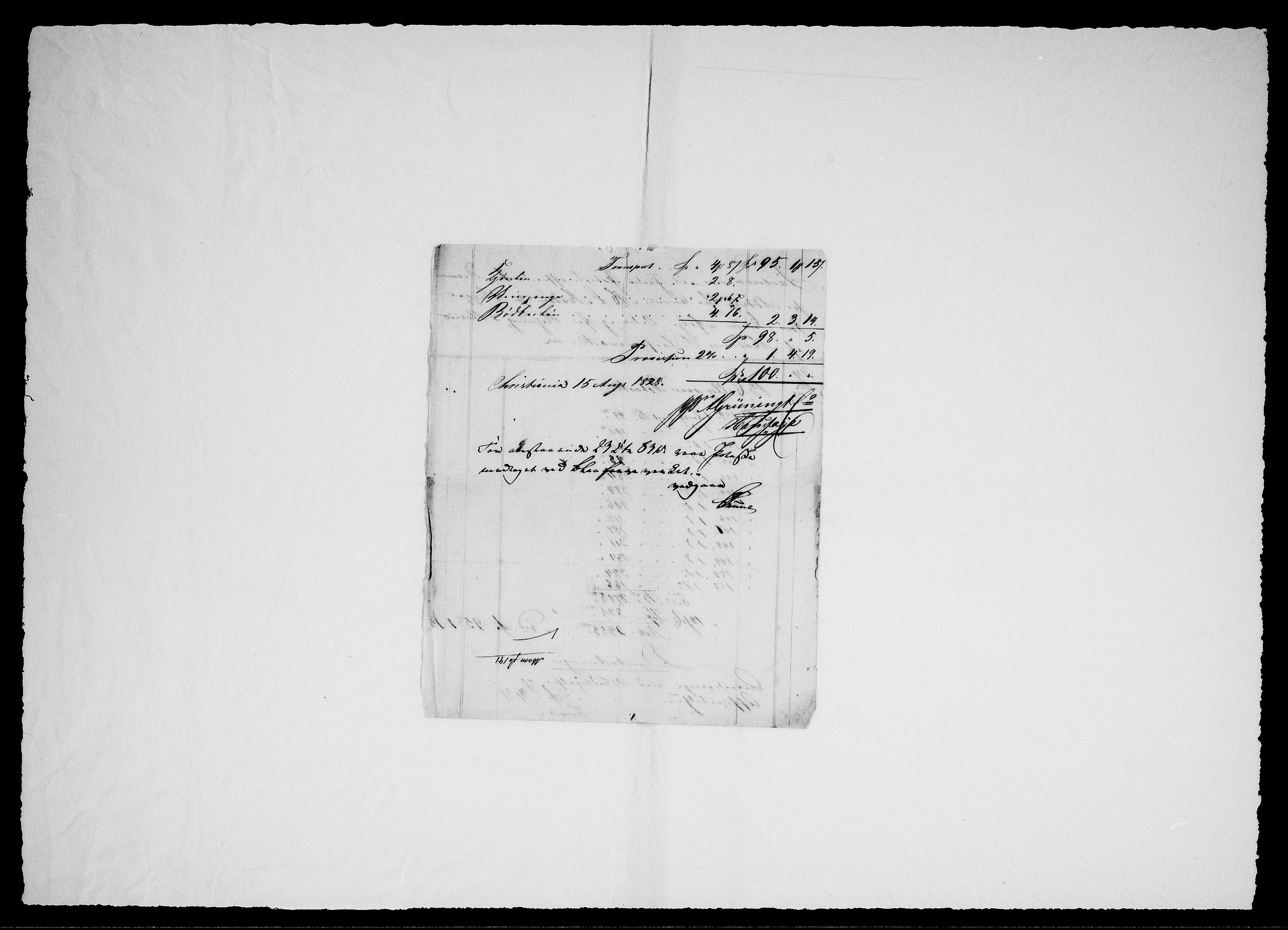 Modums Blaafarveværk, RA/PA-0157/G/Gd/Gdc/L0216/0001: -- / Hiesige und Auswartige Rechnungen, 1828-1831, s. 4