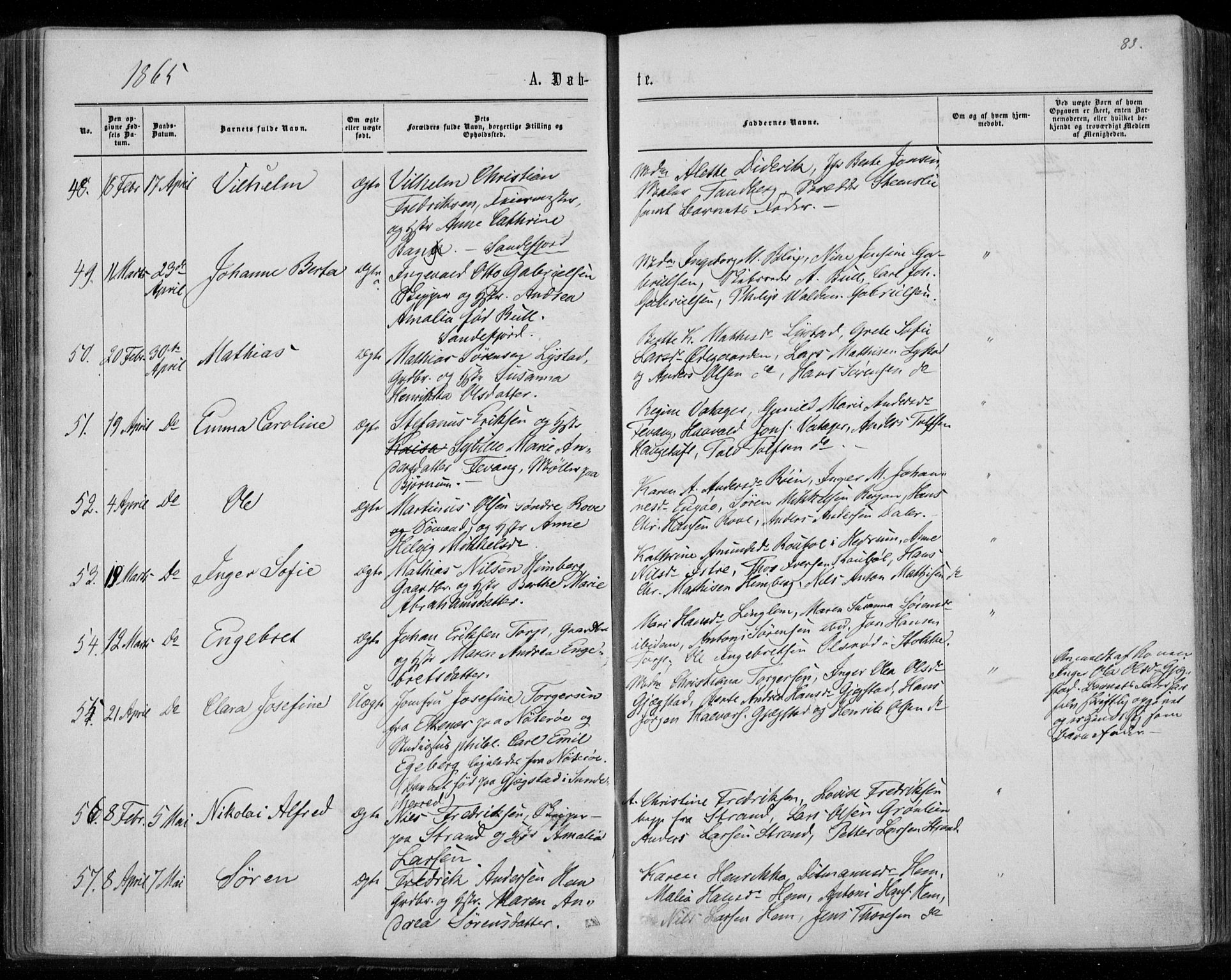 Sandar kirkebøker, AV/SAKO-A-243/F/Fa/L0008: Ministerialbok nr. 8, 1862-1871, s. 83
