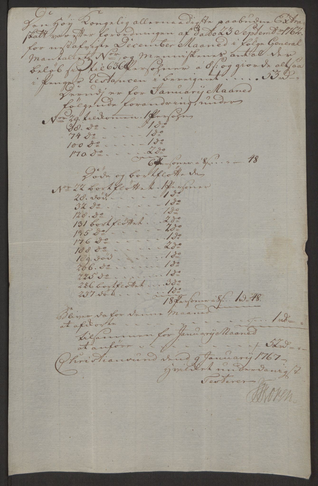 Rentekammeret inntil 1814, Reviderte regnskaper, Byregnskaper, AV/RA-EA-4066/R/Rr/L0495/0004: [R1] Kontribusjonsregnskap / Ekstraskatt, 1762-1772, s. 150