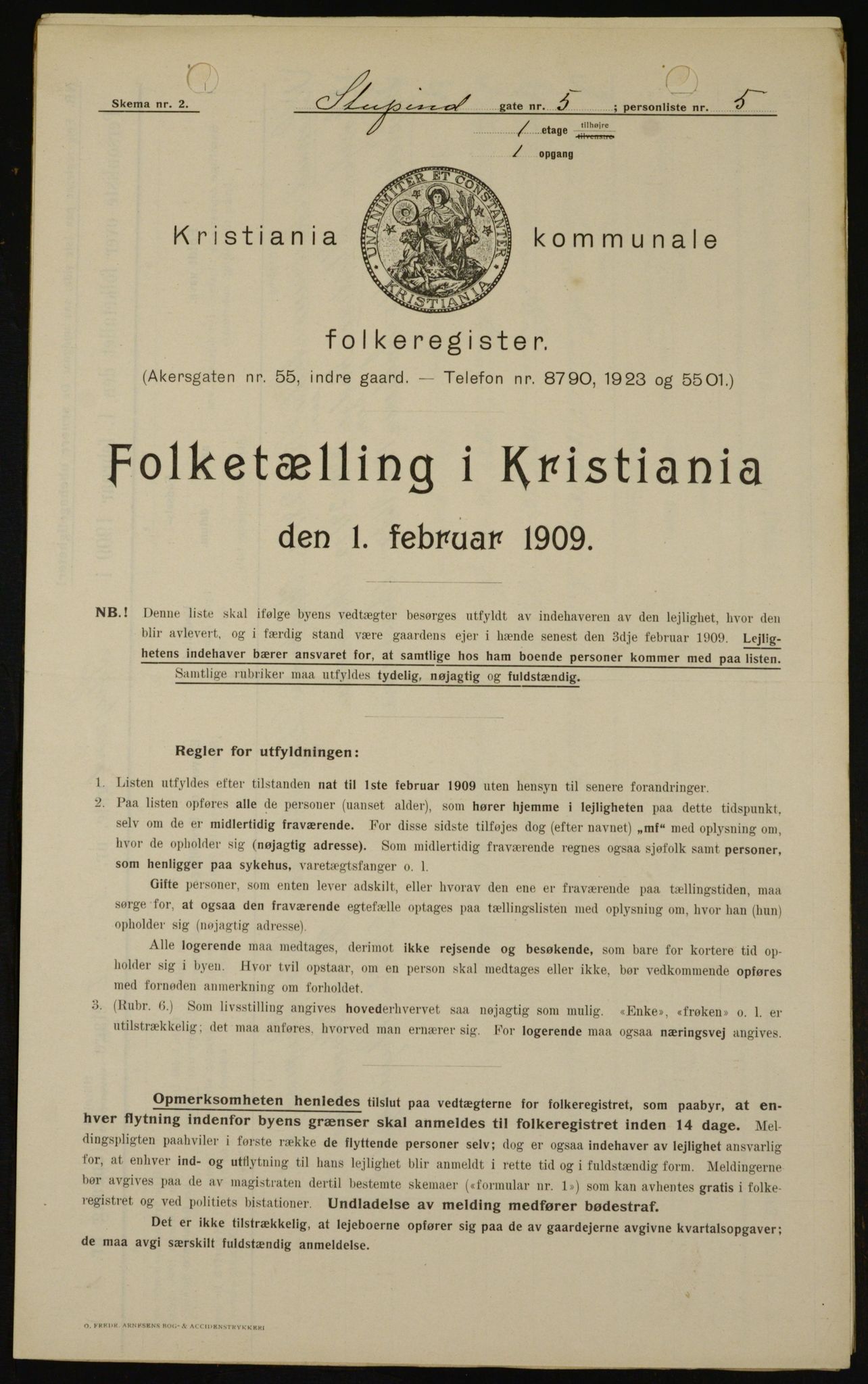 OBA, Kommunal folketelling 1.2.1909 for Kristiania kjøpstad, 1909, s. 94589