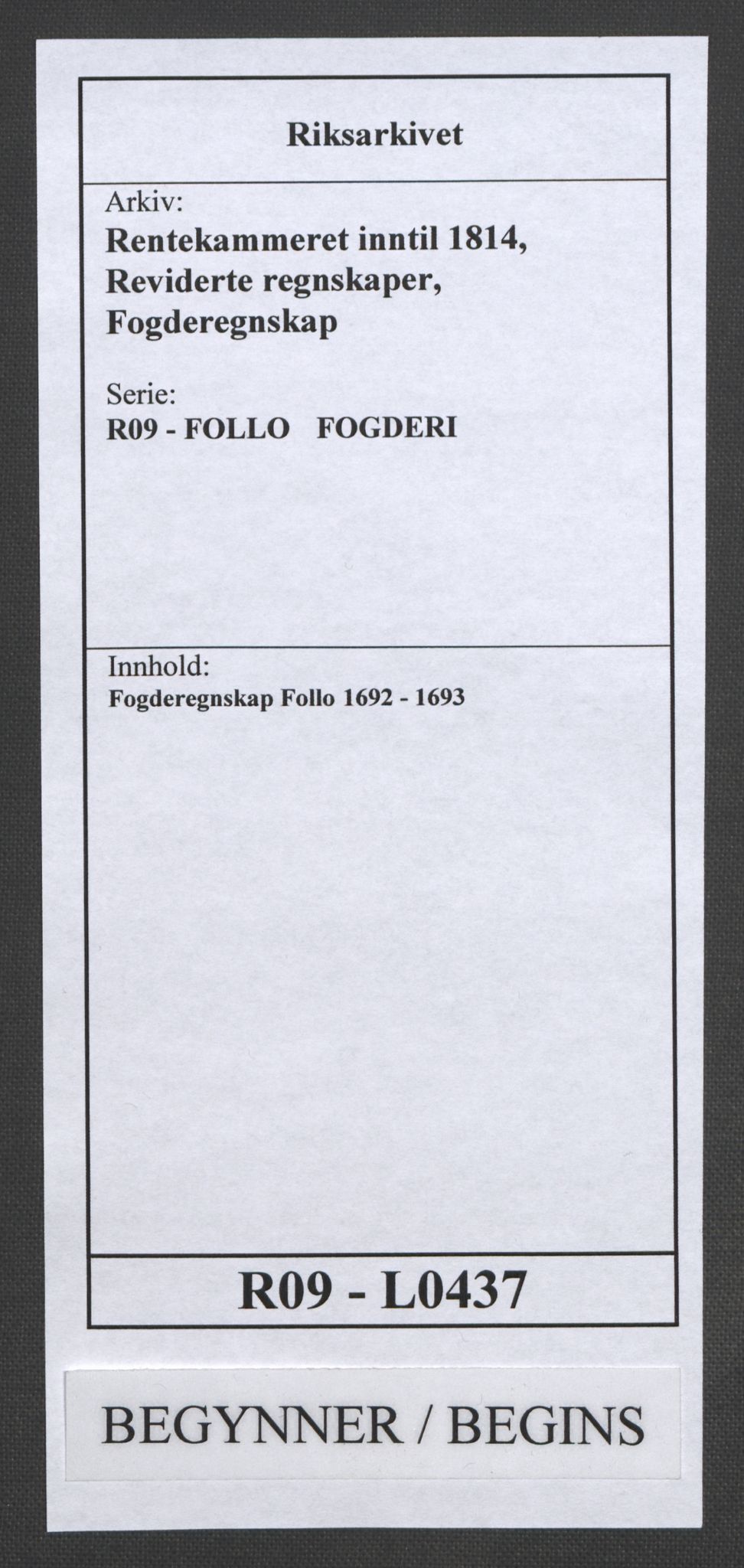 Rentekammeret inntil 1814, Reviderte regnskaper, Fogderegnskap, AV/RA-EA-4092/R09/L0437: Fogderegnskap Follo, 1692-1693, s. 1