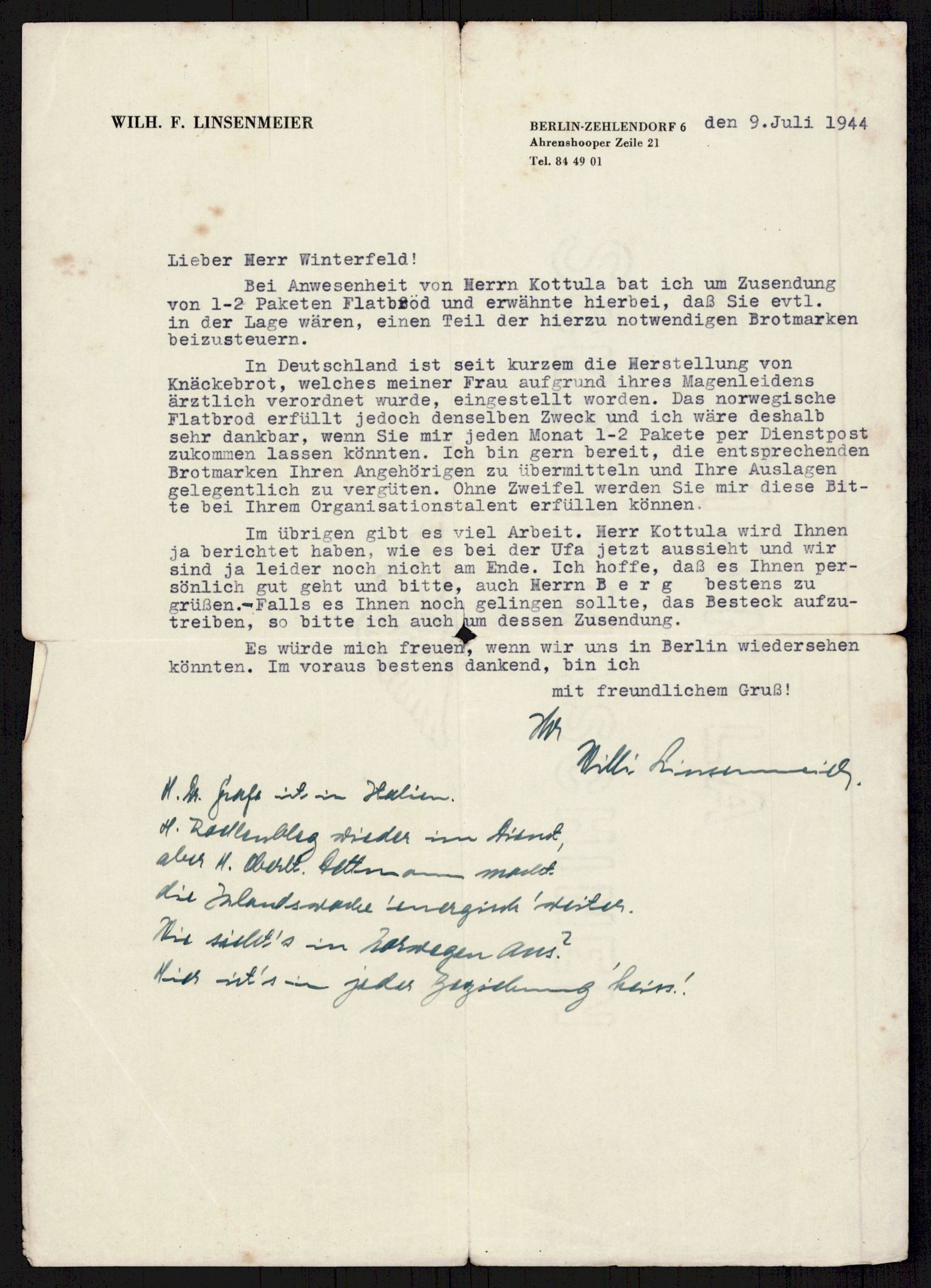 Tyske arkiver, Reichskommissariat, AV/RA-RAFA-2174/E/Ei/L0002/0004: Dokumentsamling / Dokumenter etter Hans Winterfeldt, Deutsche Wochenschau , 1942-1944, s. 732