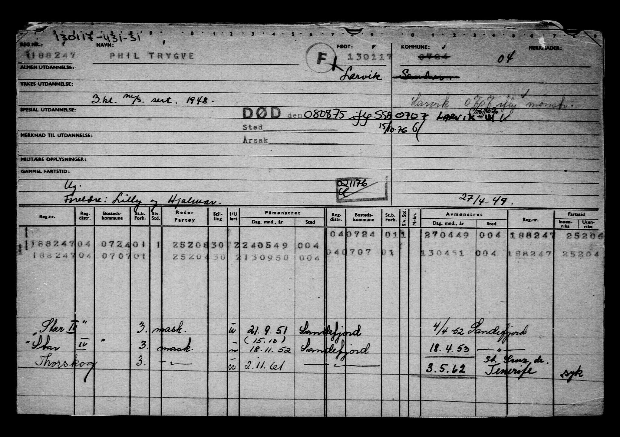 Direktoratet for sjømenn, AV/RA-S-3545/G/Gb/L0145: Hovedkort, 1917, s. 239