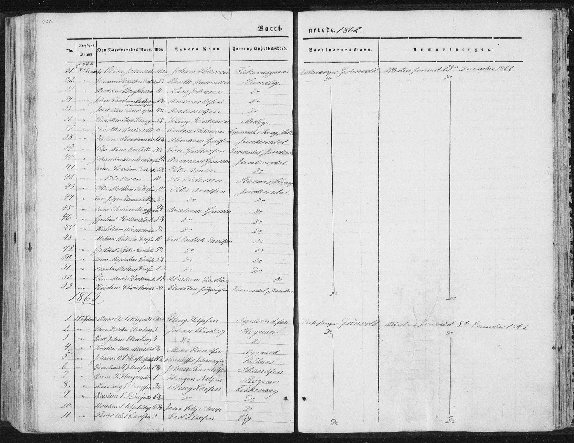 Ministerialprotokoller, klokkerbøker og fødselsregistre - Nordland, SAT/A-1459/847/L0667: Ministerialbok nr. 847A07, 1842-1871, s. 450