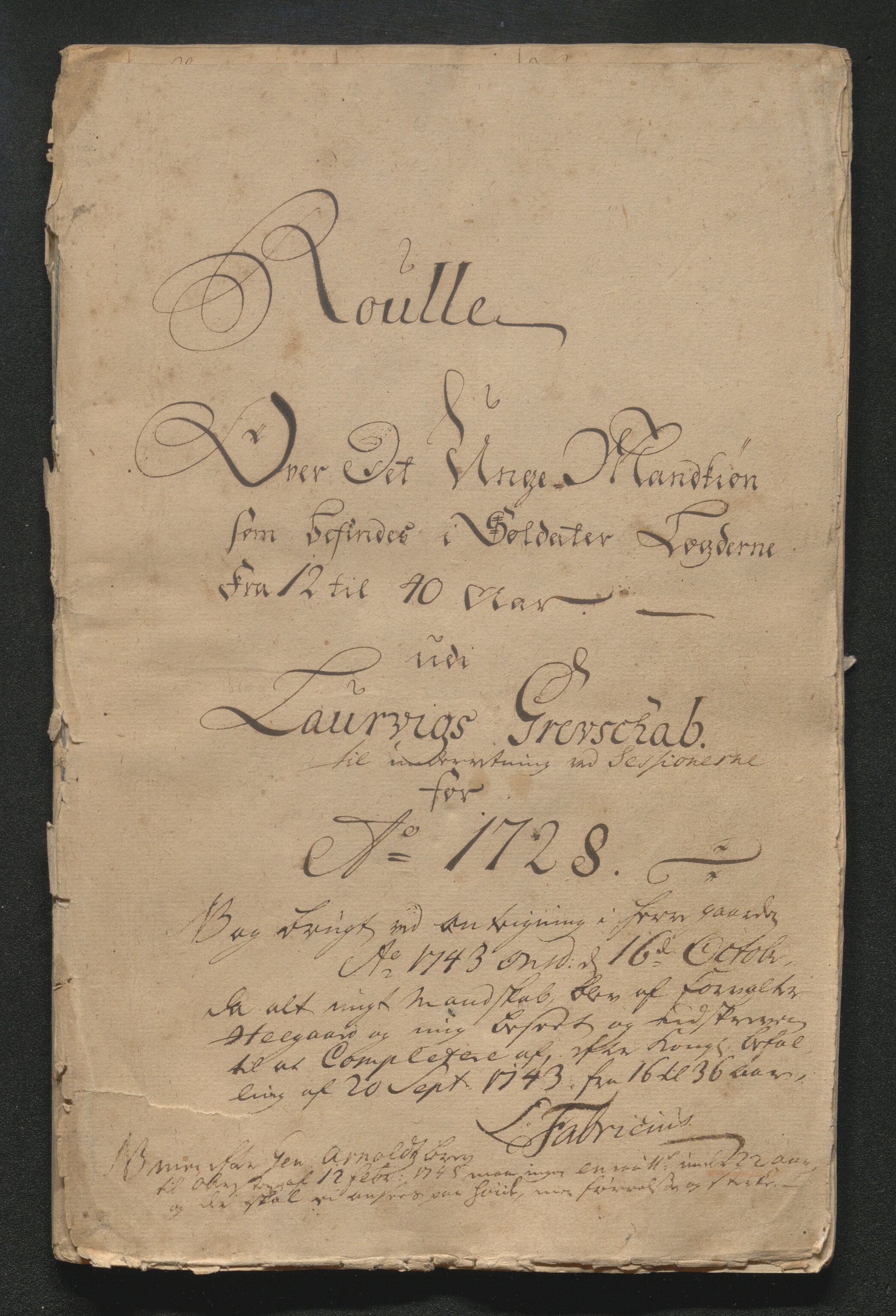Larvik grevskap, AV/SAKO-A-1056/F/Ff/Ffa/L0001: Ruller og manntall, 1708-1734, s. 343