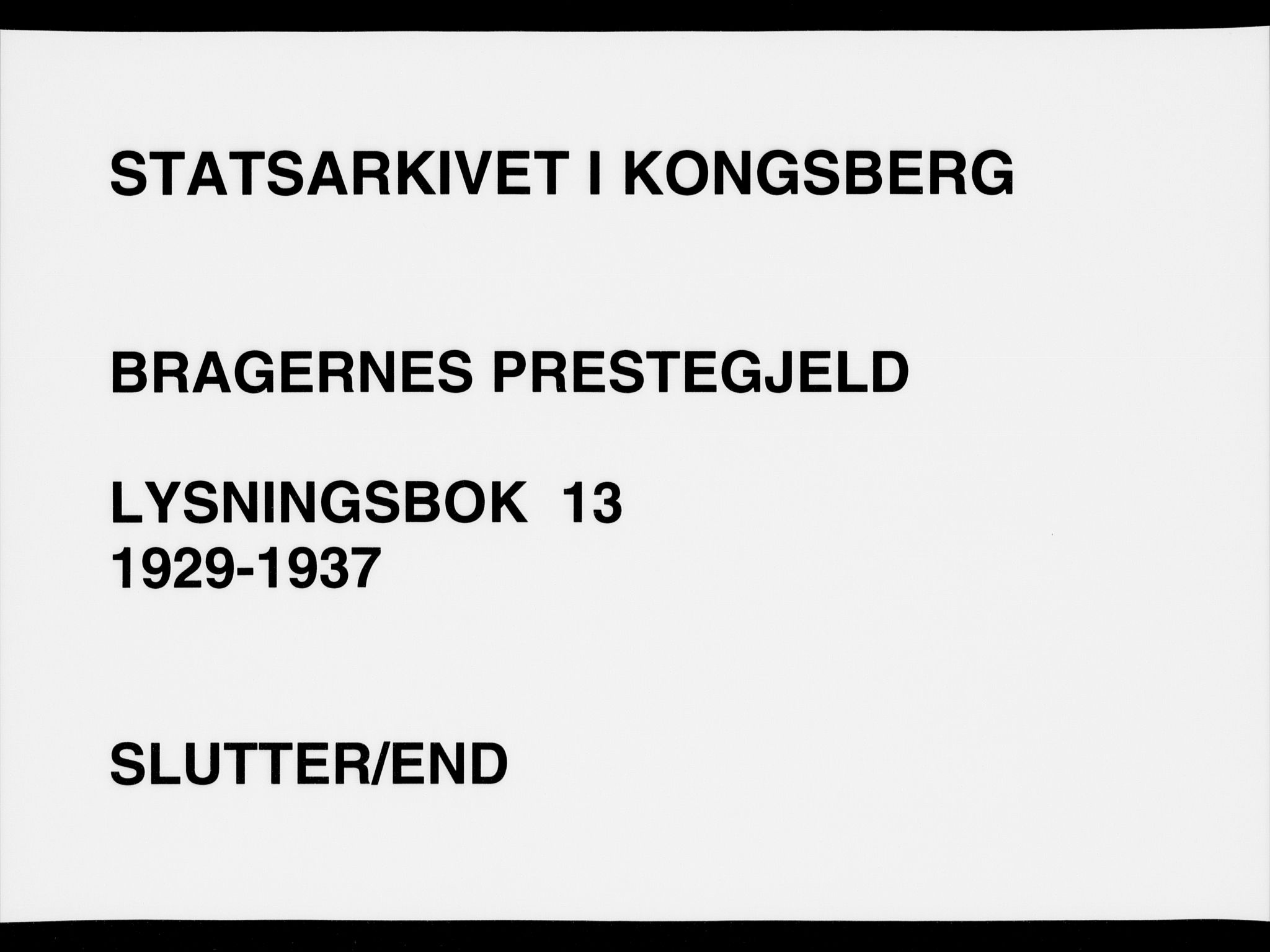 Bragernes kirkebøker, SAKO/A-6/H/Ha/L0013: Lysningsprotokoll nr. 13, 1929-1937
