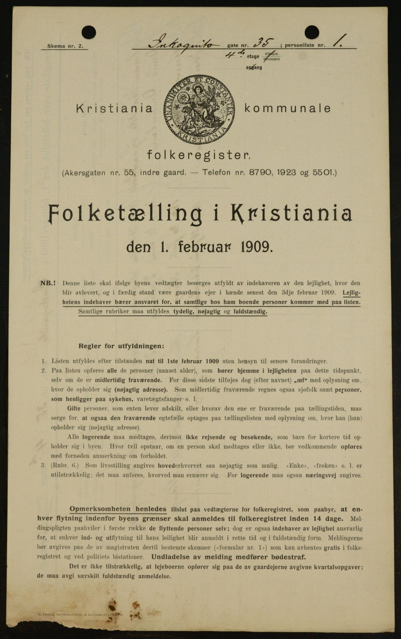 OBA, Kommunal folketelling 1.2.1909 for Kristiania kjøpstad, 1909, s. 40510