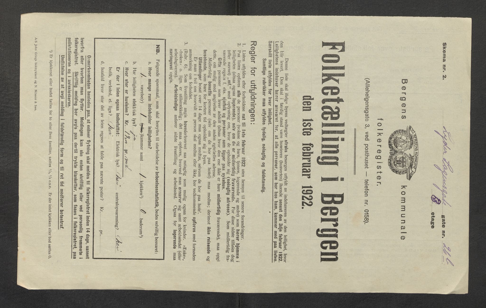 SAB, Kommunal folketelling 1922 for Bergen kjøpstad, 1922, s. 23180