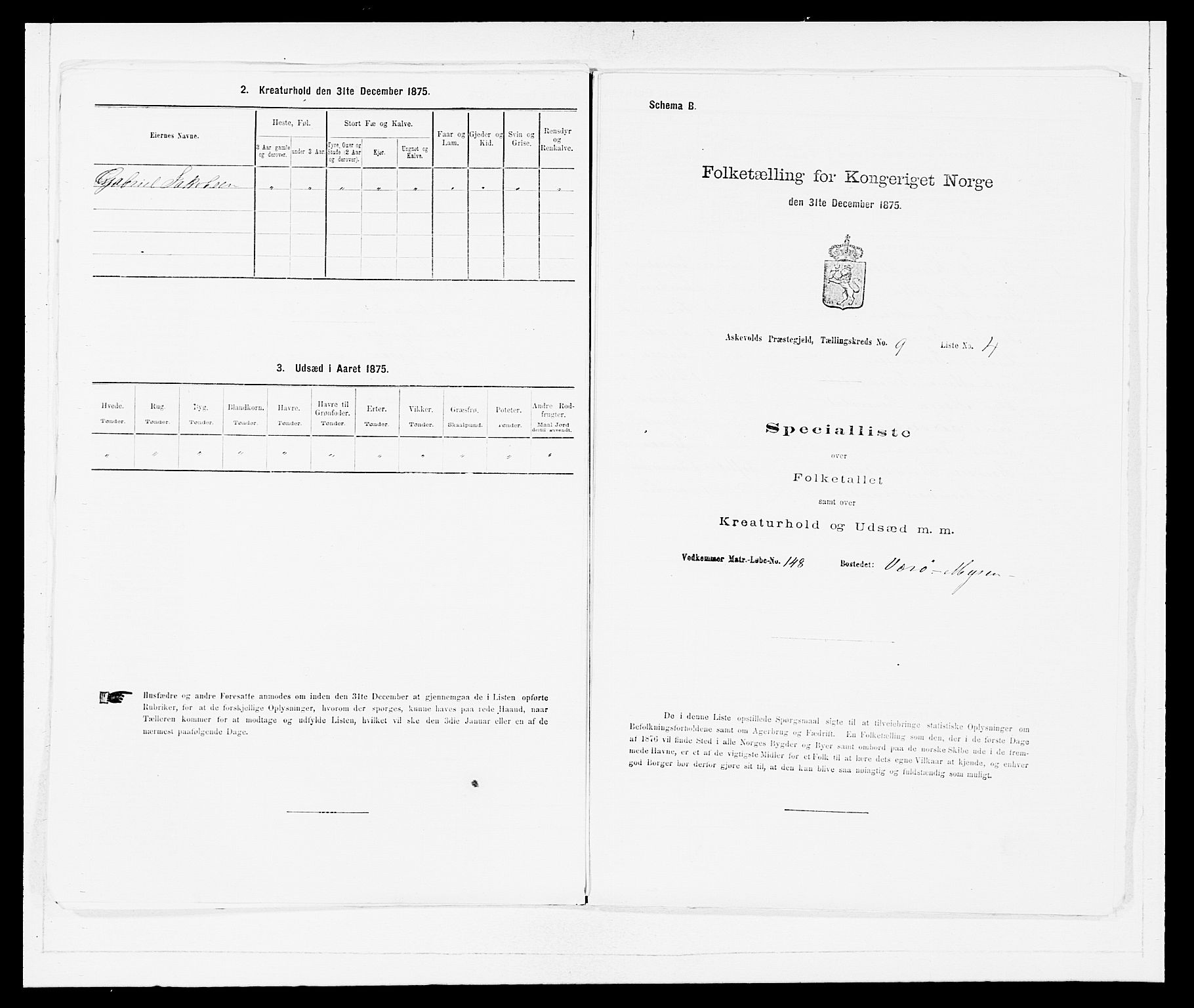 SAB, Folketelling 1875 for 1428P Askvoll prestegjeld, 1875, s. 813