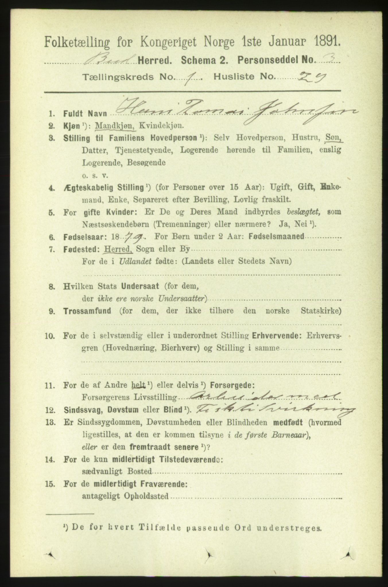 RA, Folketelling 1891 for 1549 Bud herred, 1891, s. 263