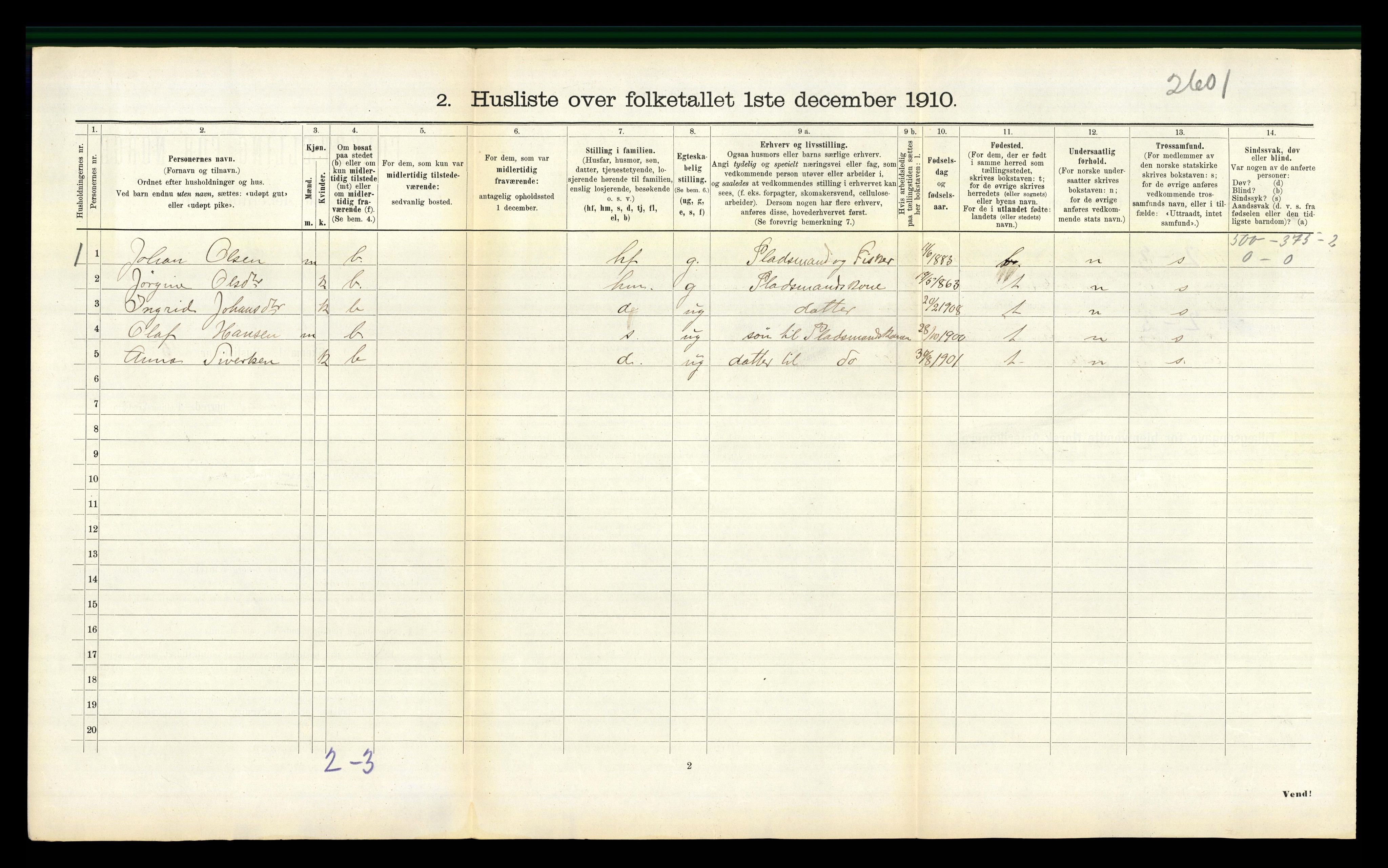 RA, Folketelling 1910 for 1630 Aa herred, 1910, s. 523