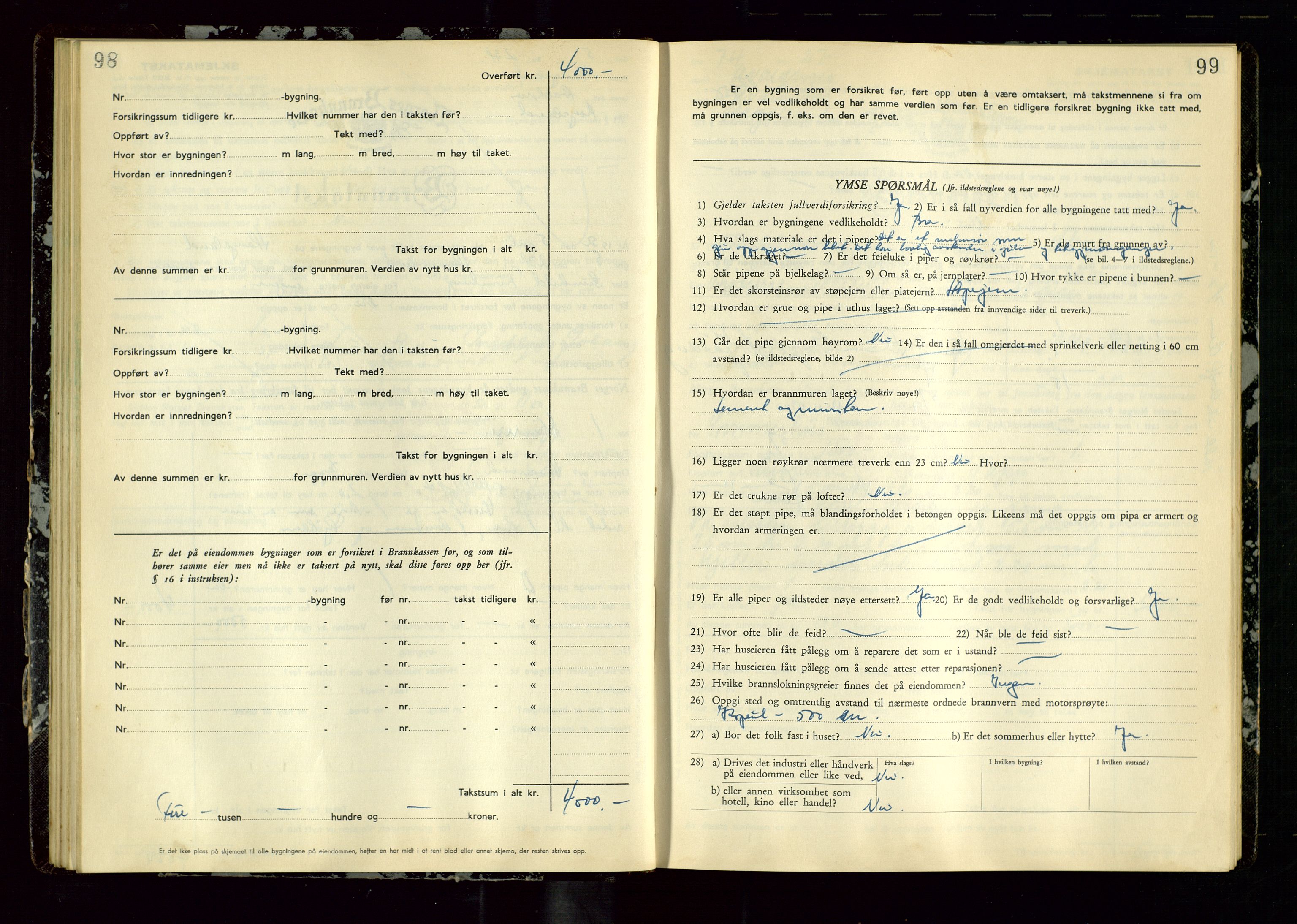 Avaldsnes lensmannskontor, AV/SAST-A-100286/Gob/L0003: "Branntakstprotokoll for Avaldsnes lensmannsdistrikt ", 1950-1952, s. 98-99