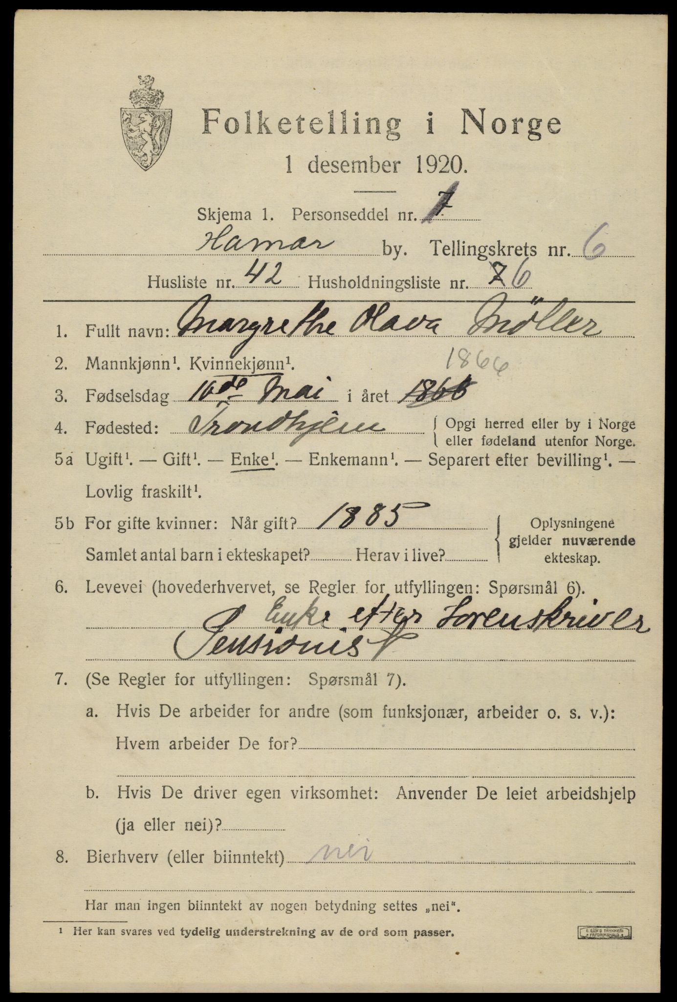 SAH, Folketelling 1920 for 0401 Hamar kjøpstad, 1920, s. 12055