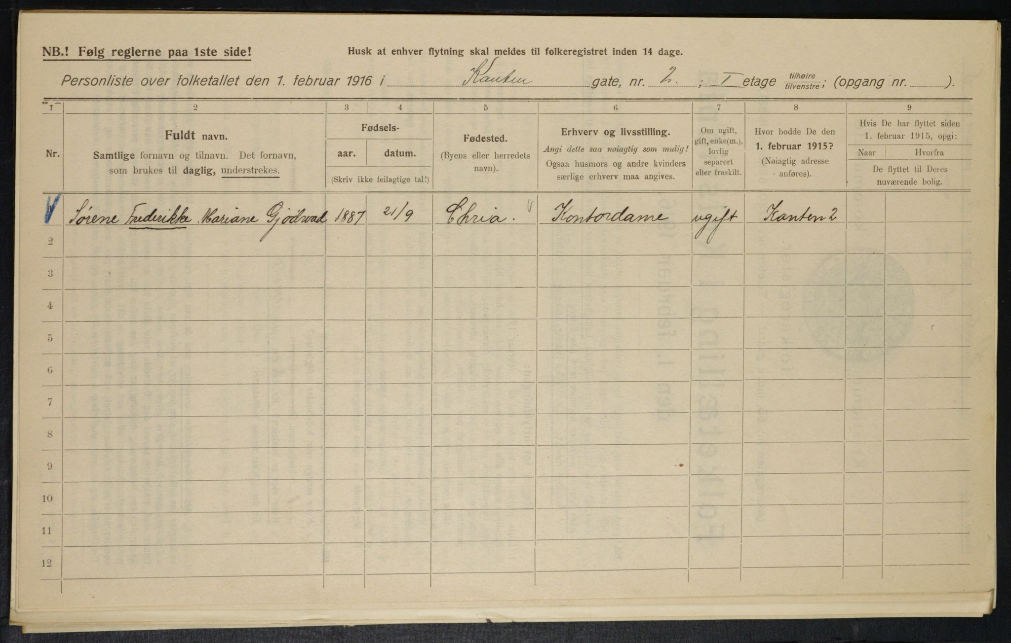 OBA, Kommunal folketelling 1.2.1916 for Kristiania, 1916, s. 49196