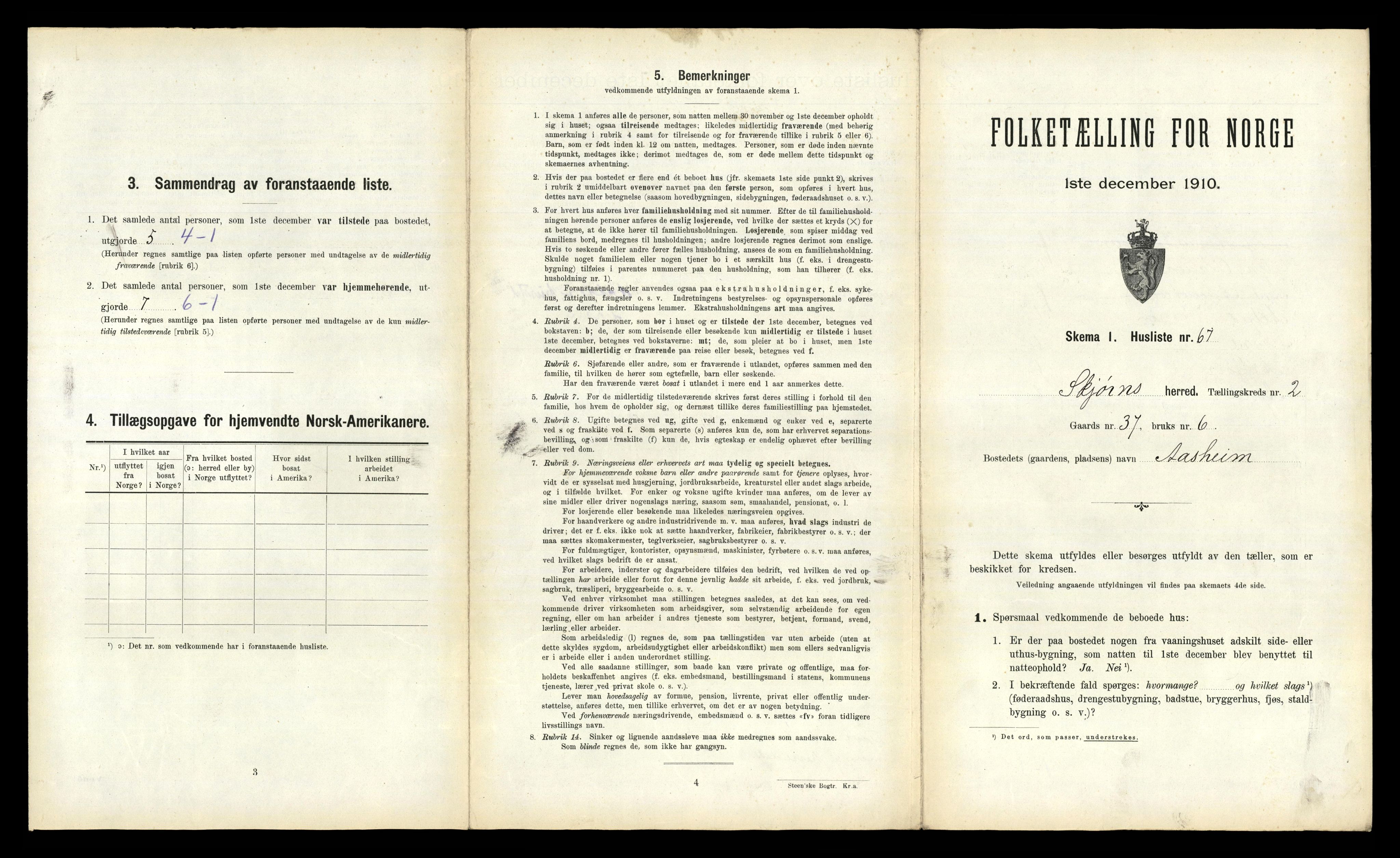 RA, Folketelling 1910 for 1626 Stjørna herred, 1910, s. 287