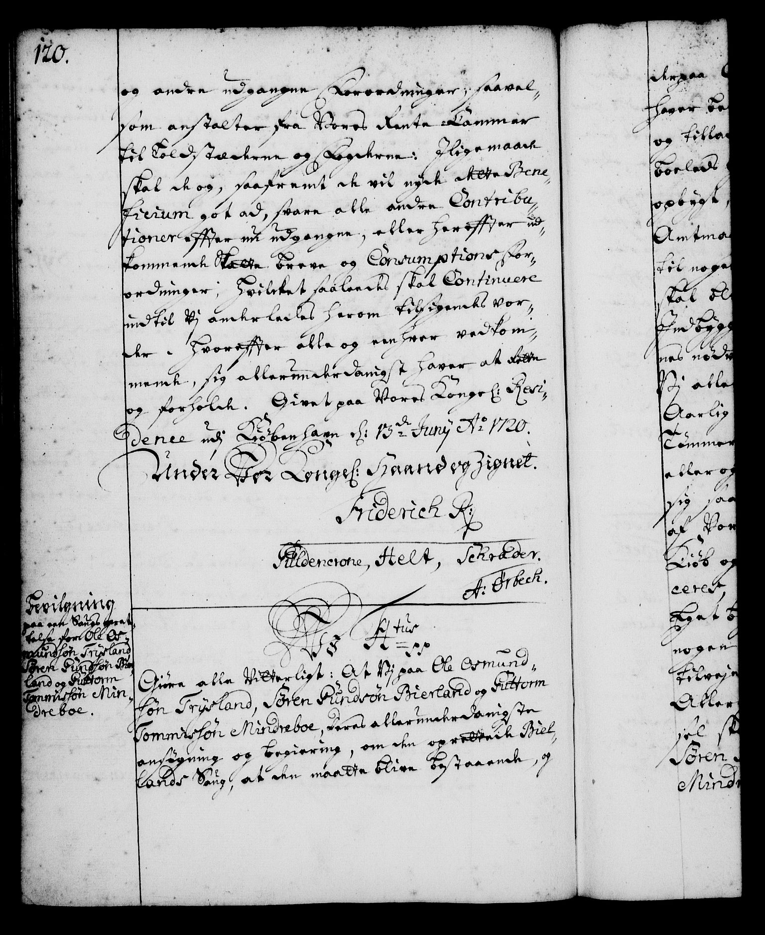 Rentekammeret, Kammerkanselliet, RA/EA-3111/G/Gg/Gga/L0001: Norsk ekspedisjonsprotokoll med register (merket RK 53.1), 1720-1723, s. 120