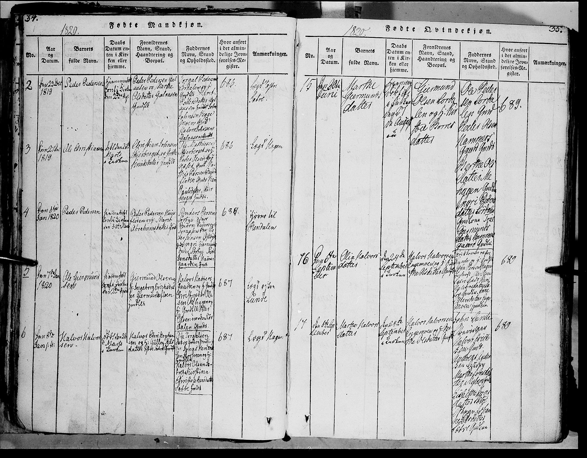 Trysil prestekontor, AV/SAH-PREST-046/H/Ha/Haa/L0003: Ministerialbok nr. 3 /1, 1814-1841, s. 34-35
