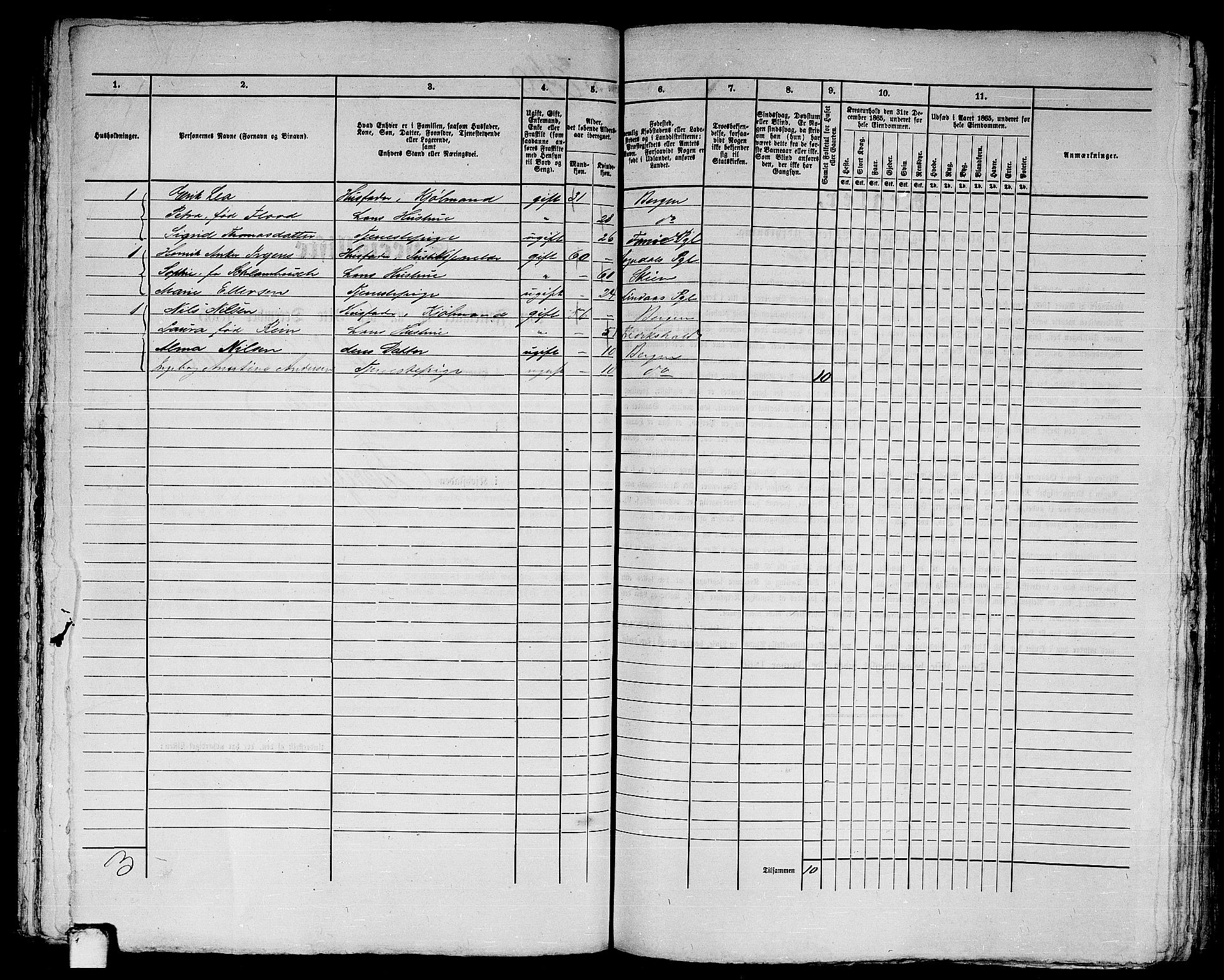 RA, Folketelling 1865 for 1301 Bergen kjøpstad, 1865, s. 737