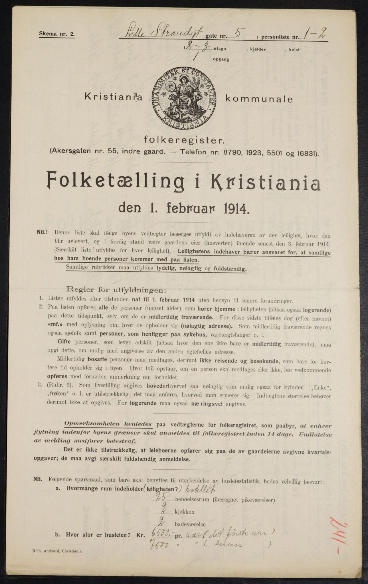 OBA, Kommunal folketelling 1.2.1914 for Kristiania, 1914, s. 57516