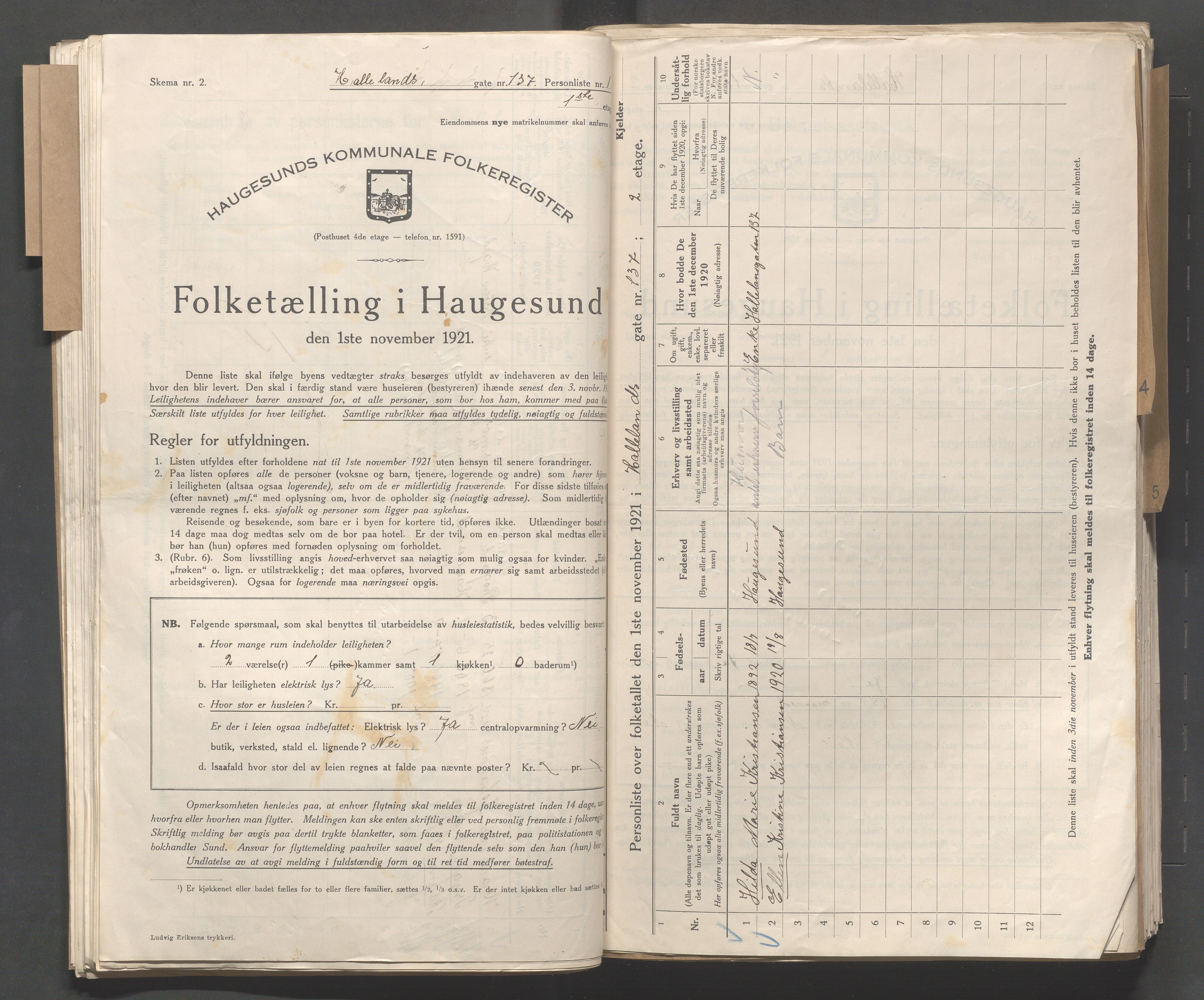 IKAR, Kommunal folketelling 1.11.1921 for Haugesund, 1921, s. 6697