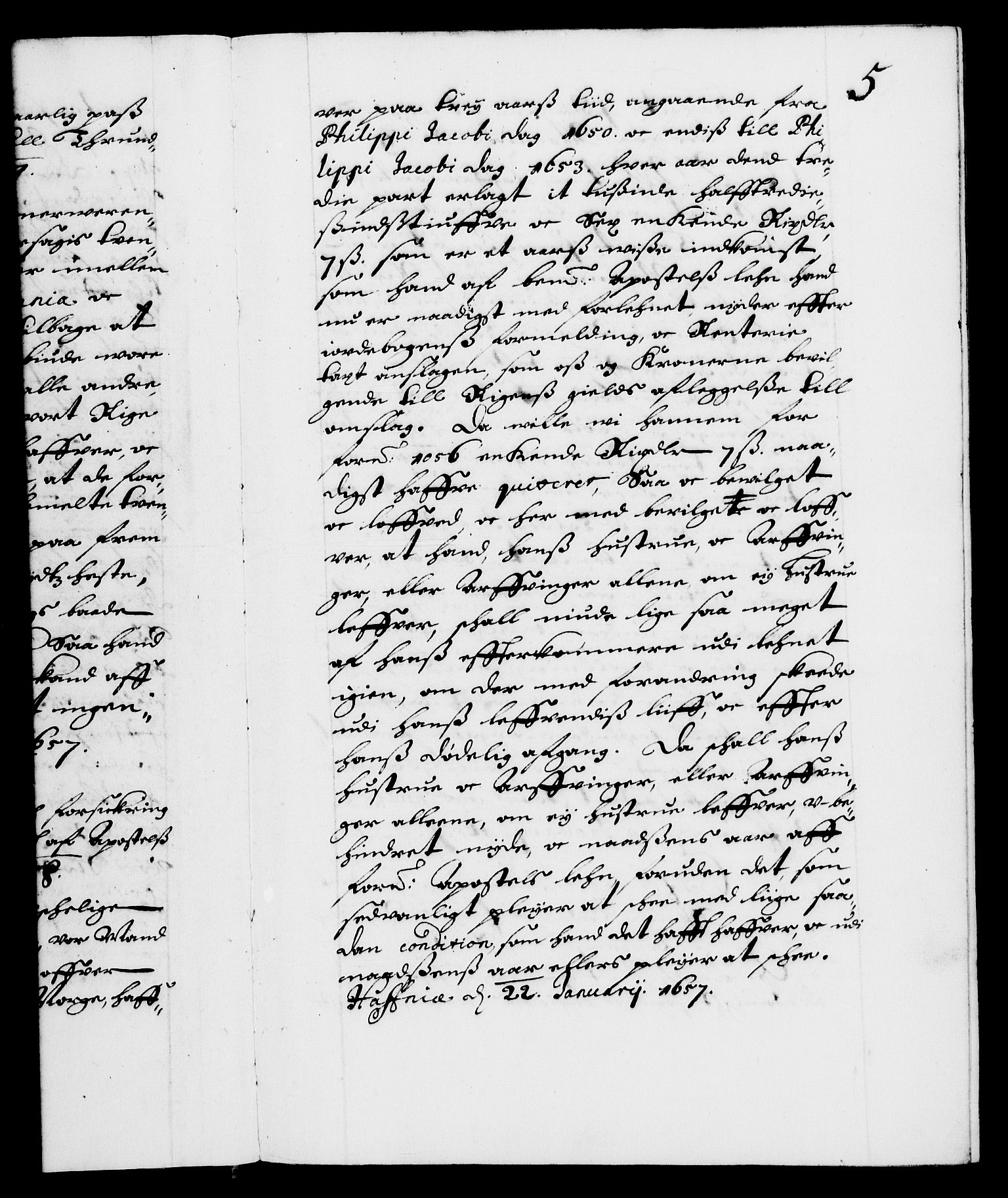 Danske Kanselli 1572-1799, RA/EA-3023/F/Fc/Fca/Fcaa/L0009: Norske registre (mikrofilm), 1657-1660, s. 5a