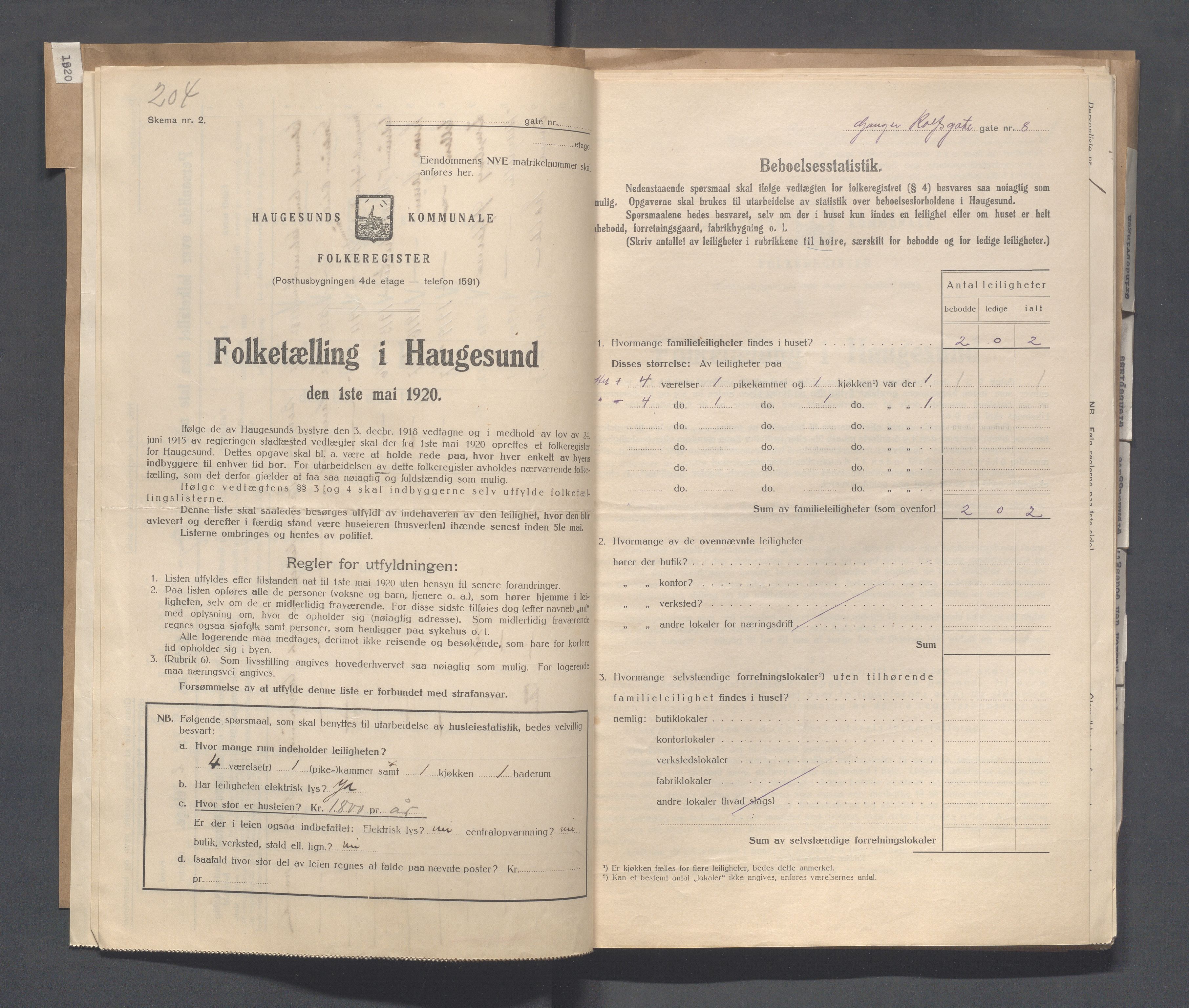 IKAR, Kommunal folketelling 1.5.1920 for Haugesund, 1920, s. 1023