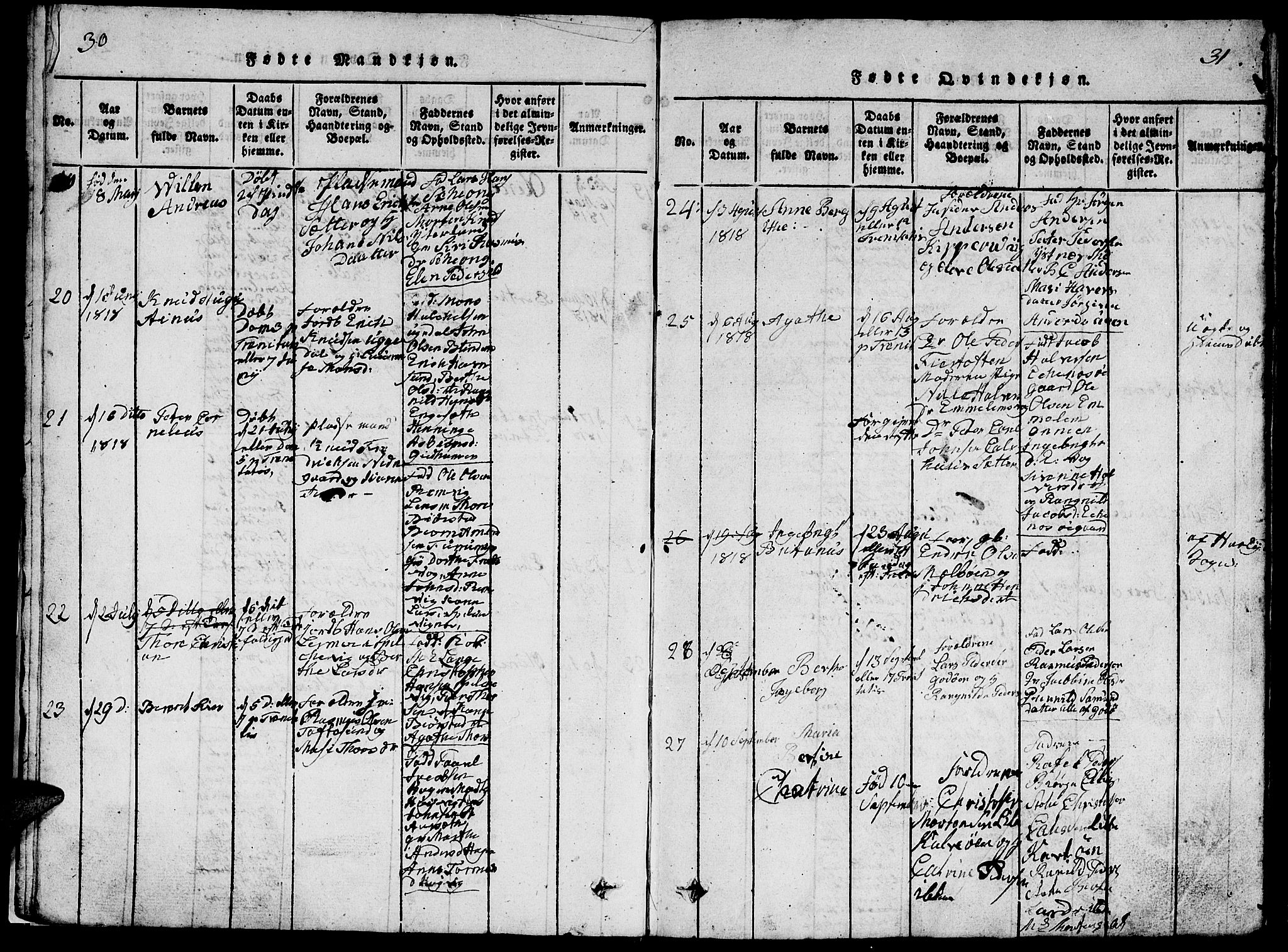 Ministerialprotokoller, klokkerbøker og fødselsregistre - Møre og Romsdal, AV/SAT-A-1454/528/L0423: Klokkerbok nr. 528C04, 1816-1827, s. 30-31