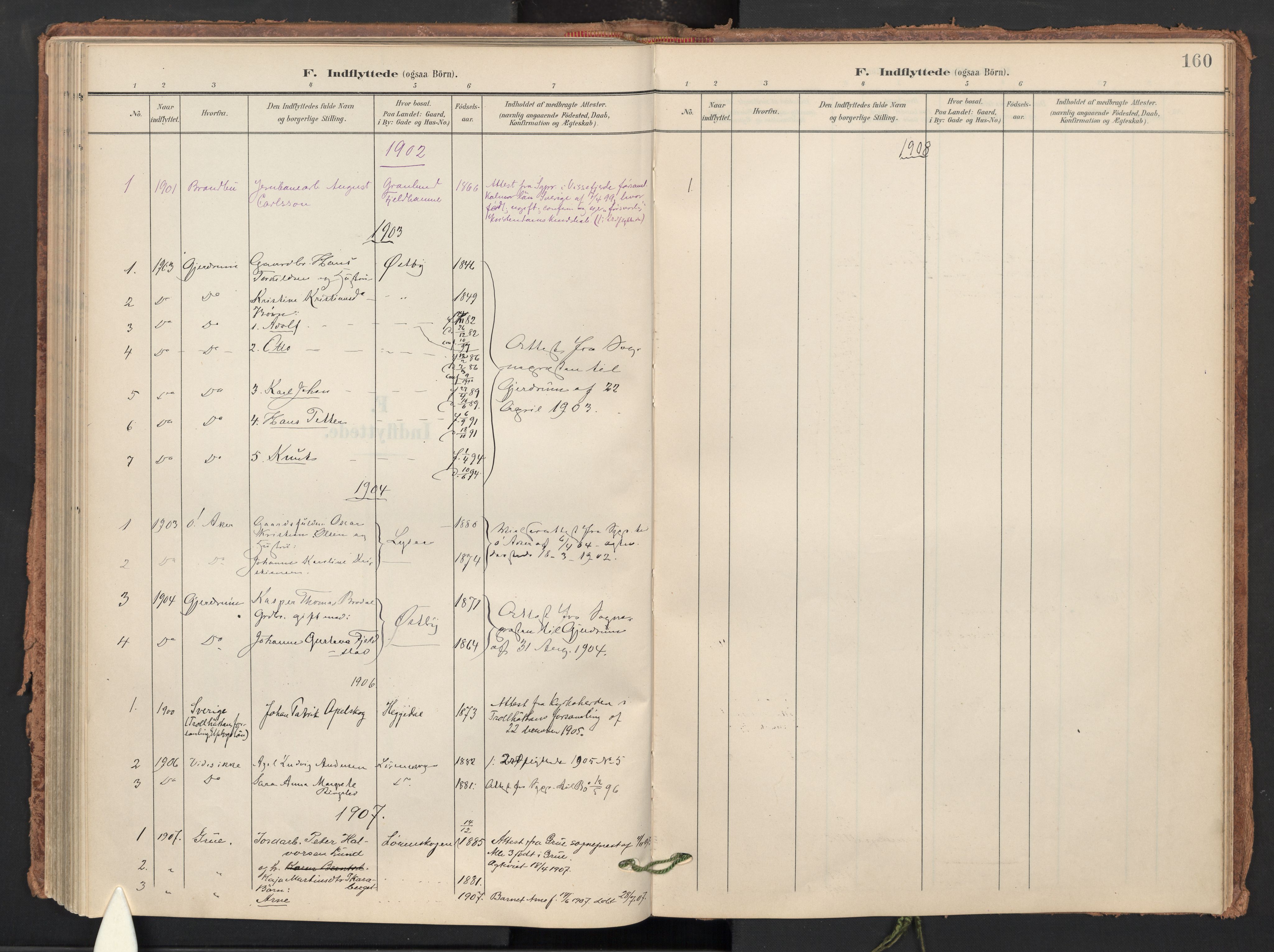 Skedsmo prestekontor Kirkebøker, SAO/A-10033a/F/Fb/L0002: Ministerialbok nr. II 2, 1902-1921, s. 160